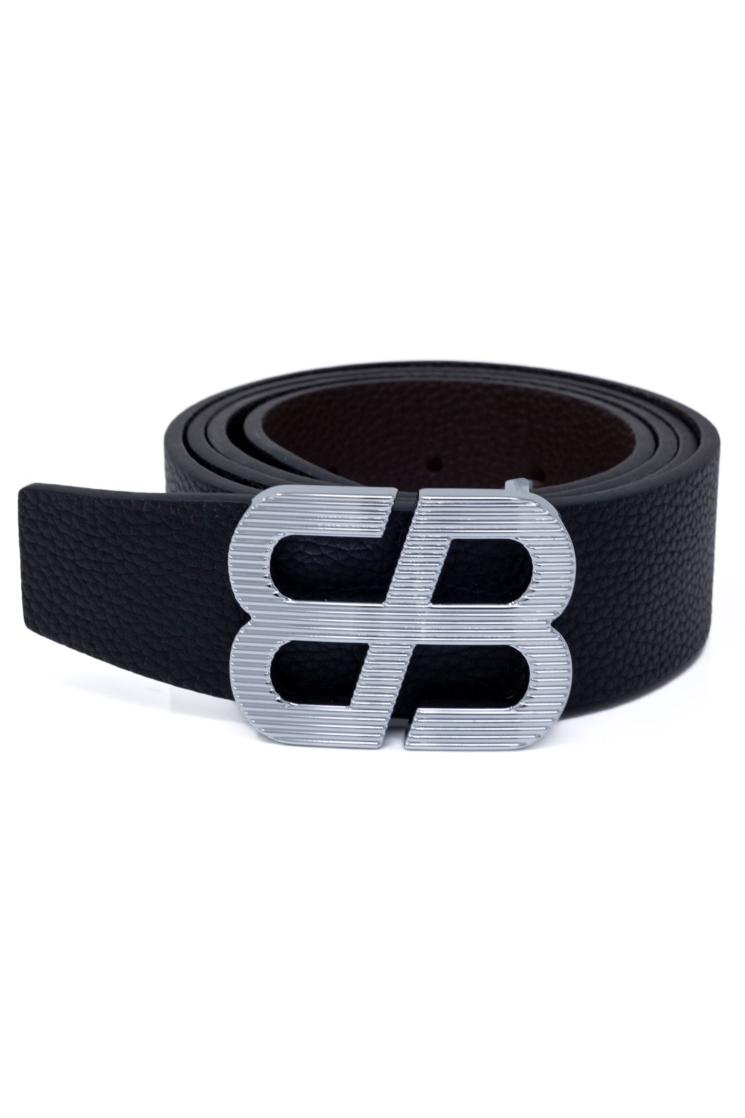 Barabas Men's Double B Logo Push-Pin Buckle Leather Belt 6BK02 Silver