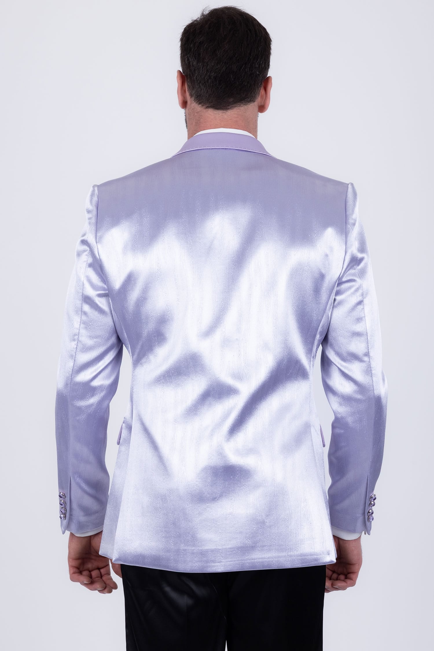 Barabas Men's Shiny Metallic Striped Notch Wide Lapel Blazer 6BL05 Lavender