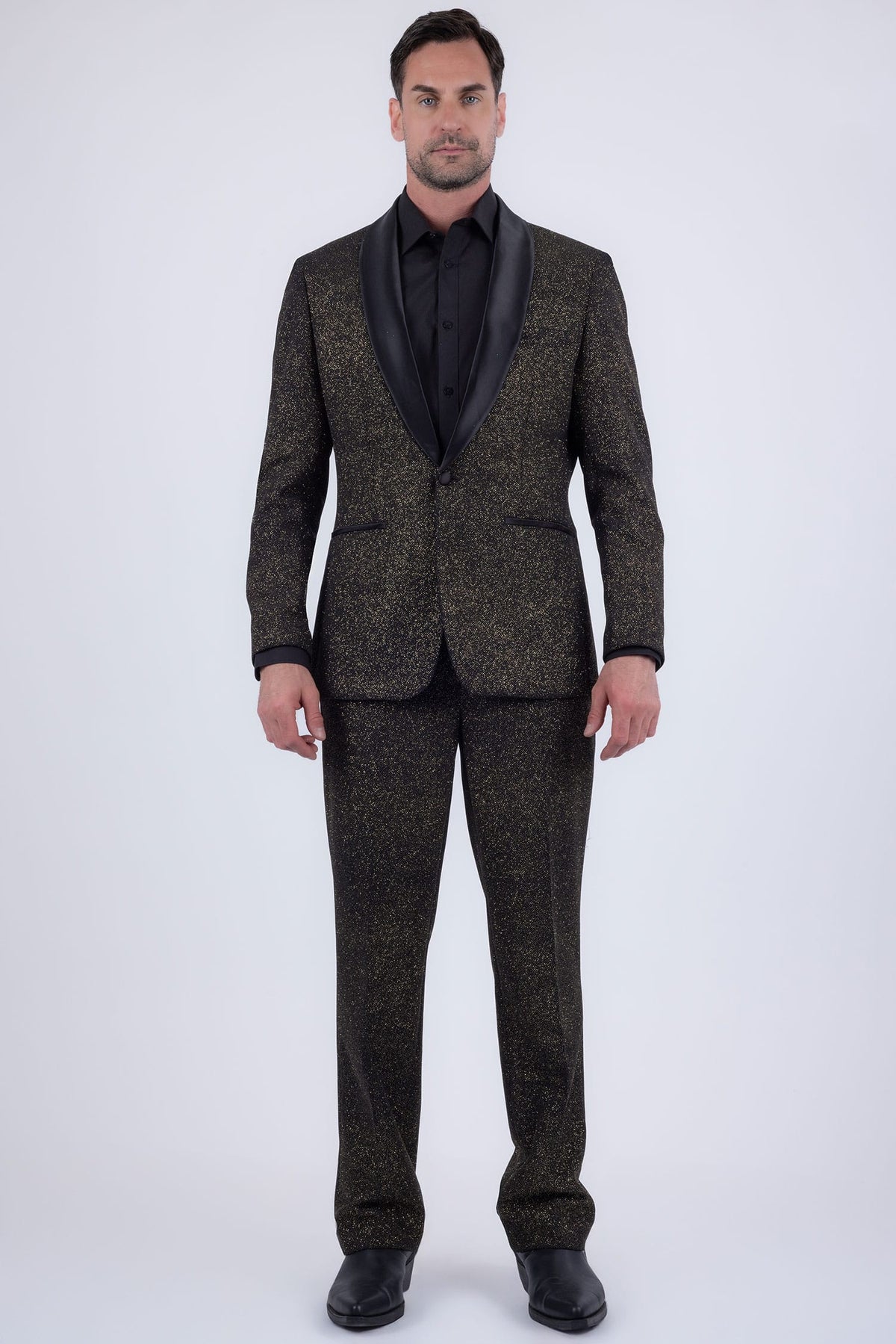 Barabas Men's Glitter Shine Casual Dress Pants 6CP07 #Color_Black Gold