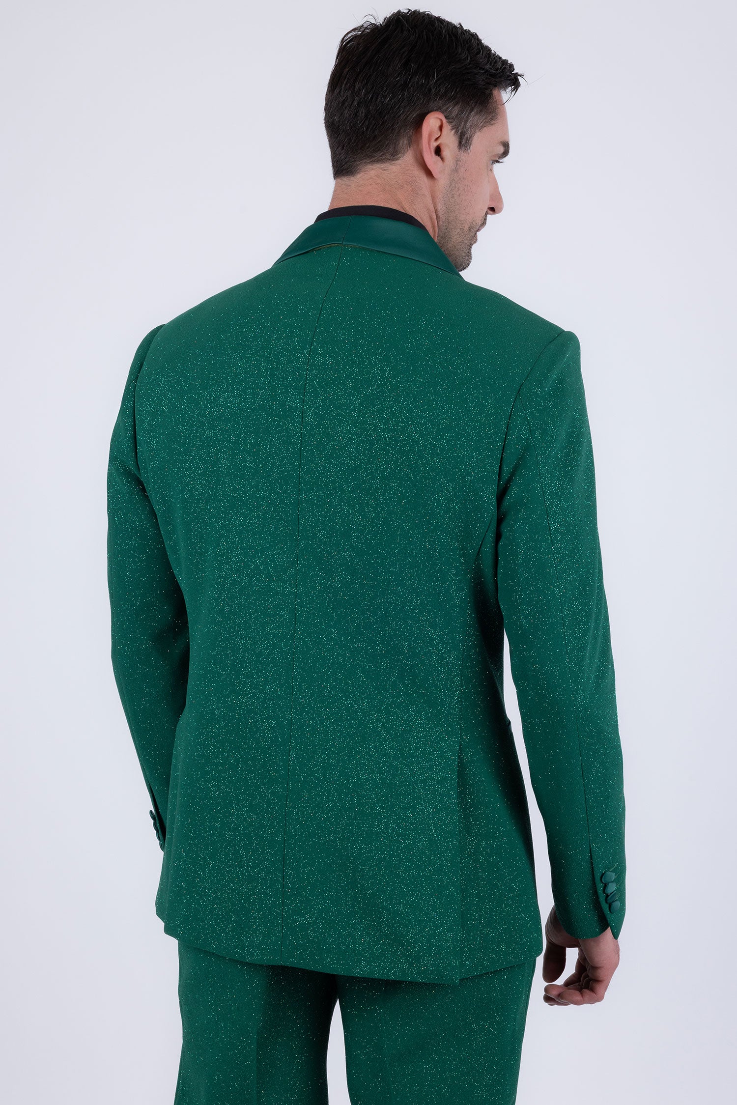 Barabas Men's Glitter Shine Contrasting Shawl Lapel Blazer 6BL07 Green