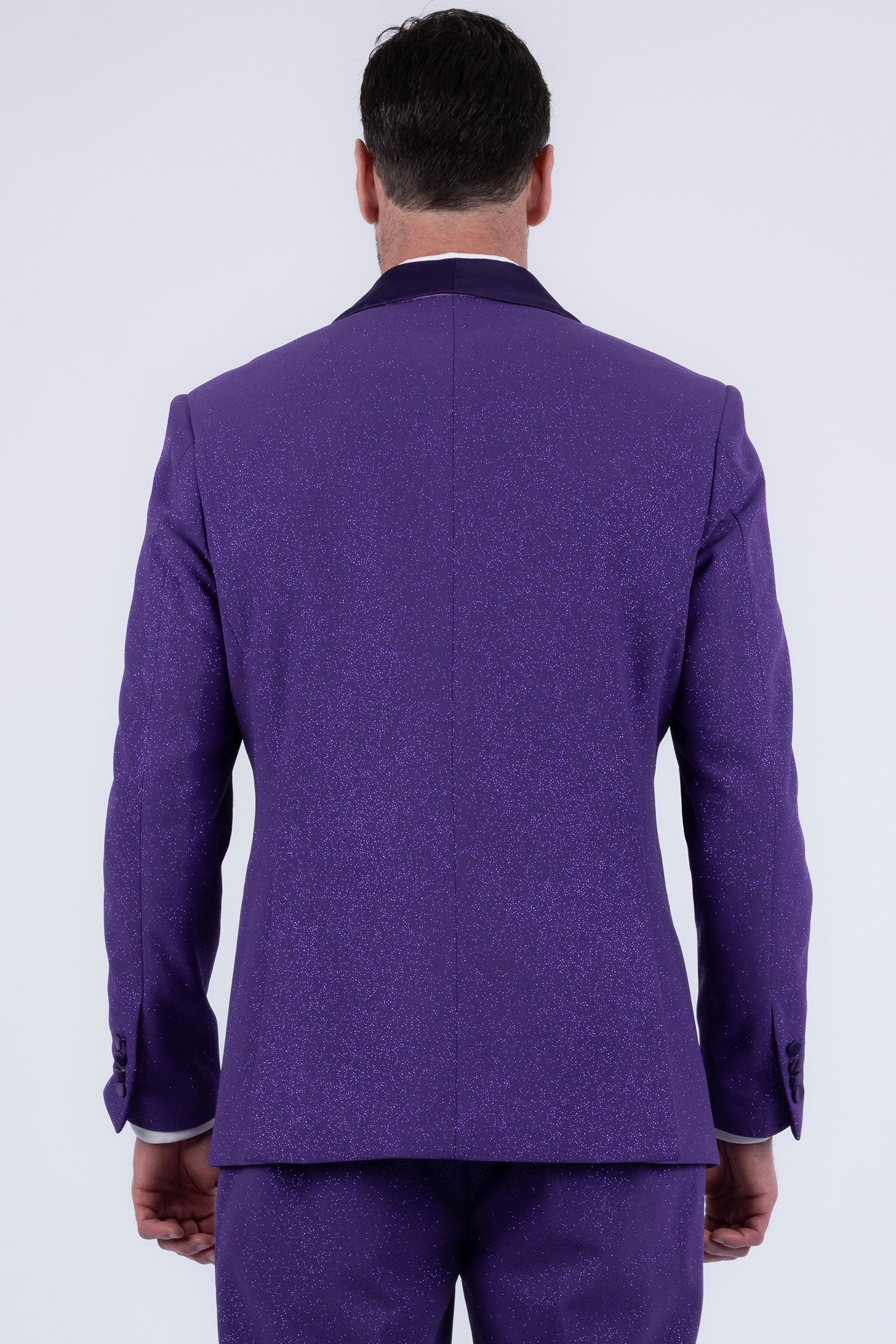 Barabas Men's Glitter Shine Contrasting Shawl Lapel Blazer 6BL07 Purple