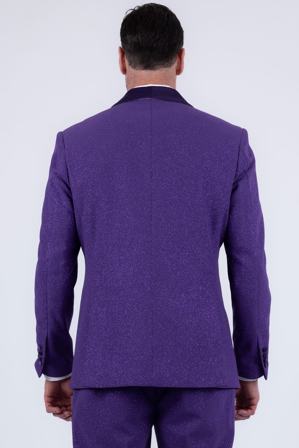 Barabas Men's Glitter Shine Contrasting Shawl Lapel Blazer 6BL07 #Color_Purple