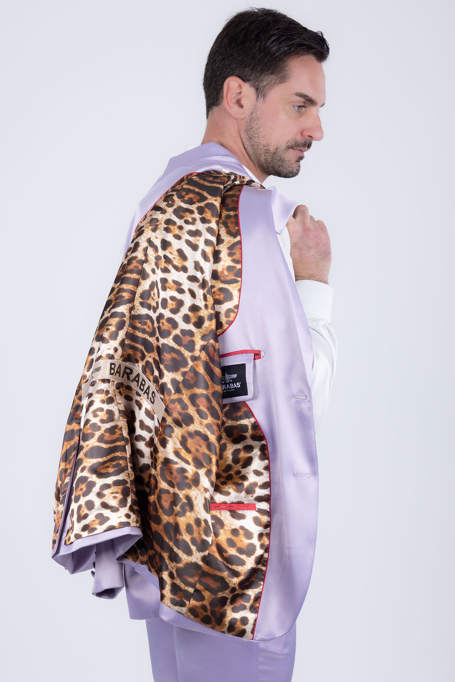 Barabas Men's Solid Color Satin Metallic Peak Lapel Blazer 6BL1010 Lavender