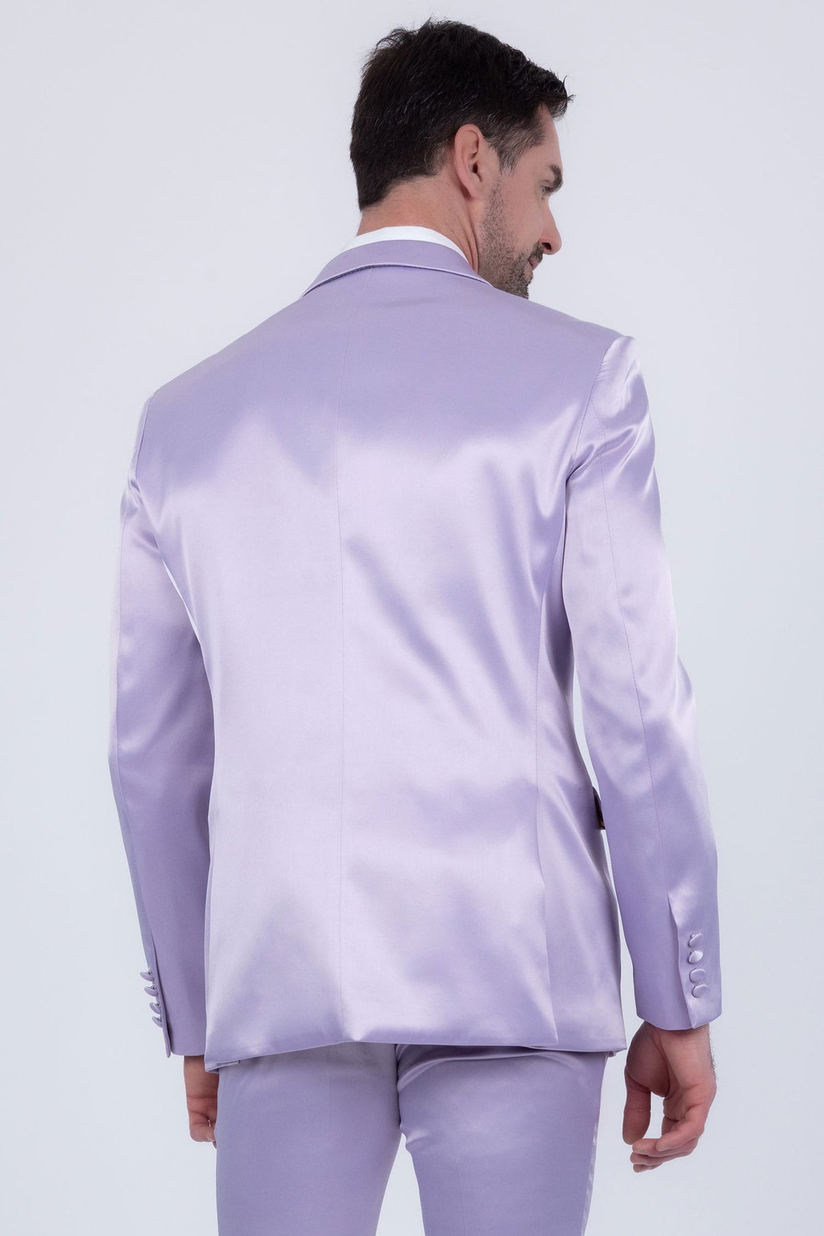 Barabas Men's Solid Color Satin Metallic Peak Lapel Blazer 6BL1010 #Color_Baby Lavender
