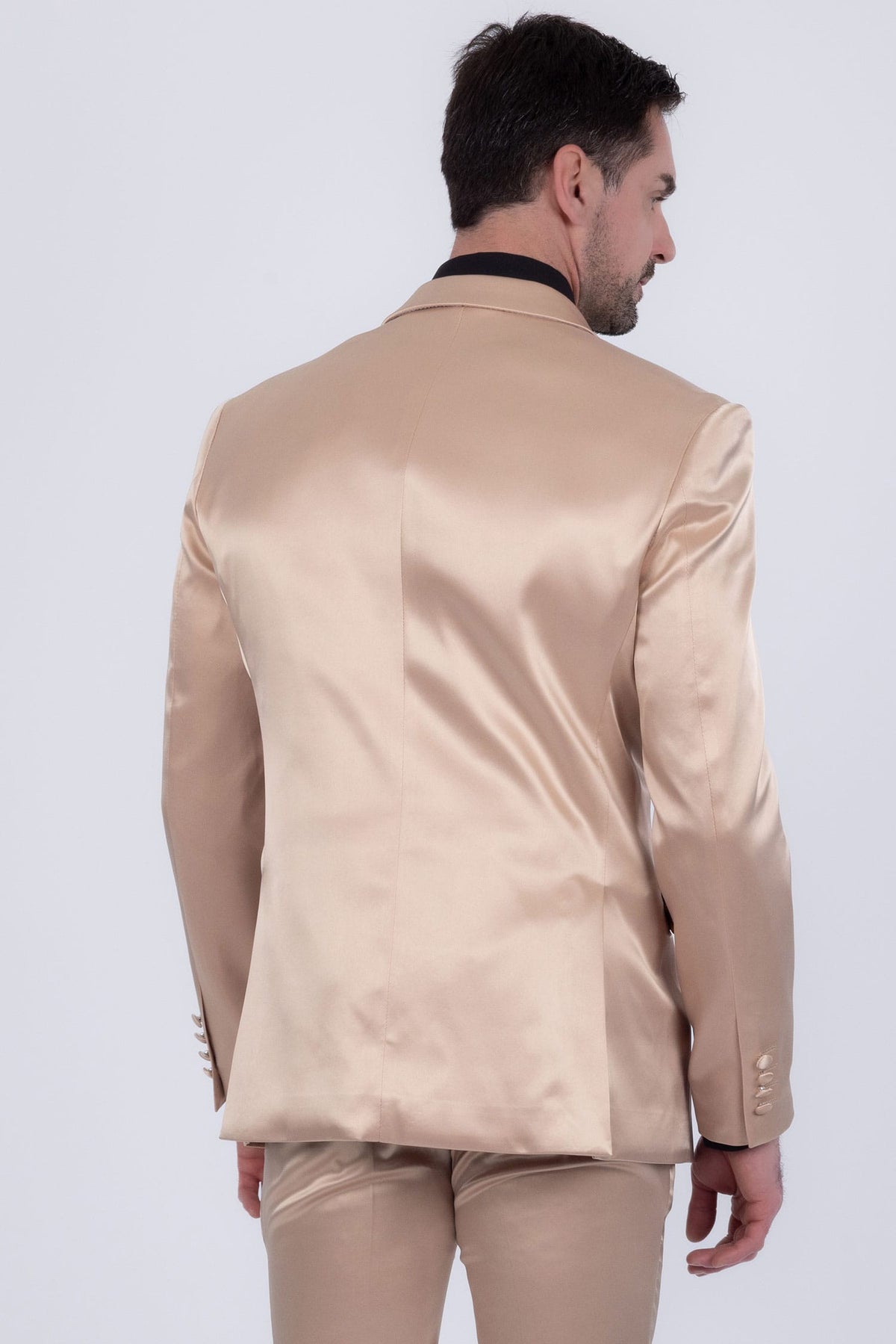 Barabas Men's Solid Color Satin Metallic Peak Lapel Blazer 6BL1010 #Color_Glamour Gold