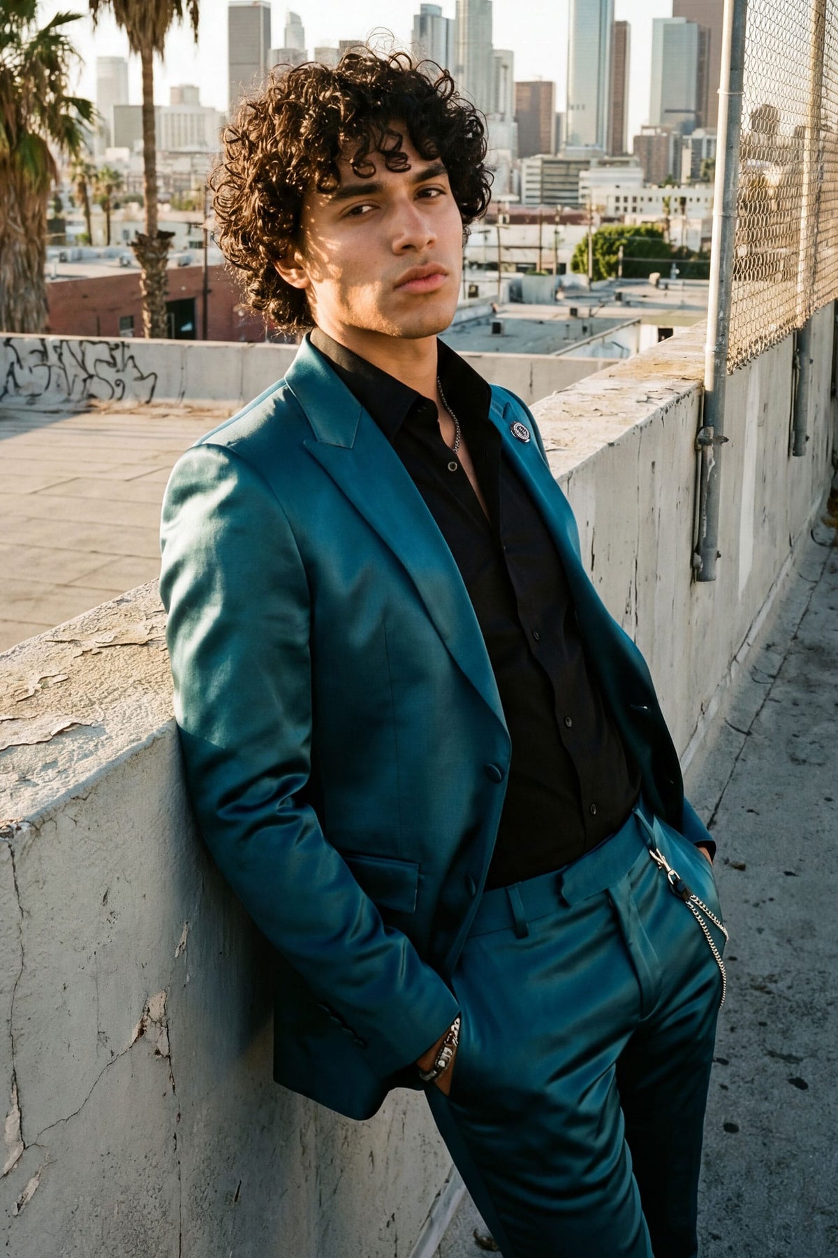Barabas Men's Solid Color Satin Metallic Peak Lapel Blazer 6BL1010 #Color_Hunter Green