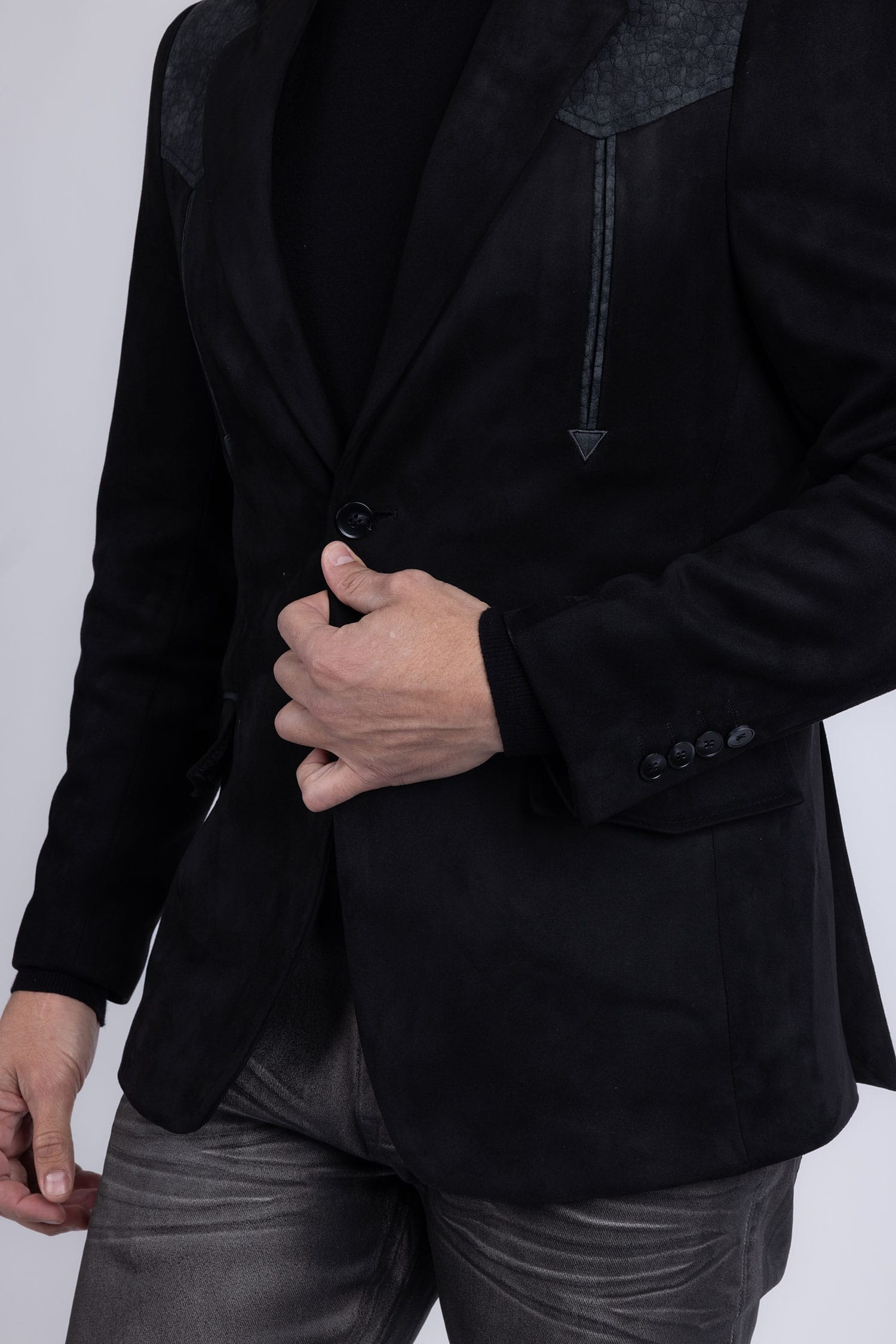 Barabas Men's Suede Western Design Notch Lapel Blazer 6BLW02 Black