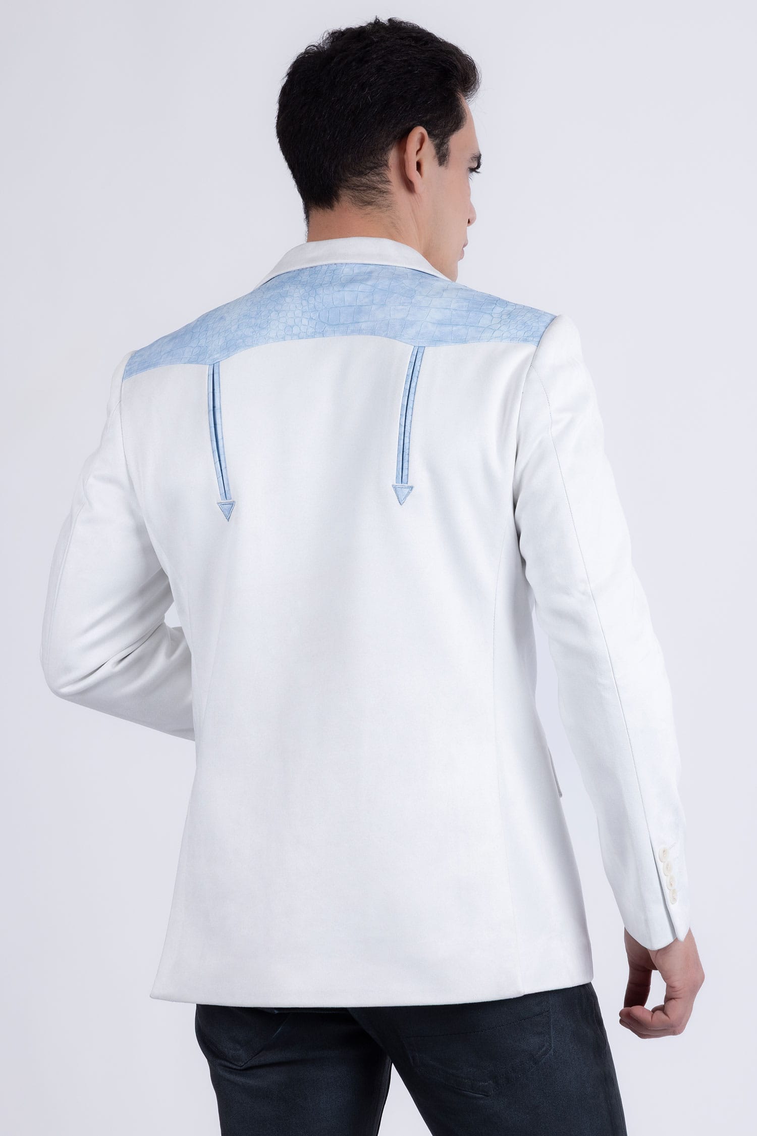 Barabas Men's Suede Western Design Notch Lapel Blazer 6BLW02 Bright White