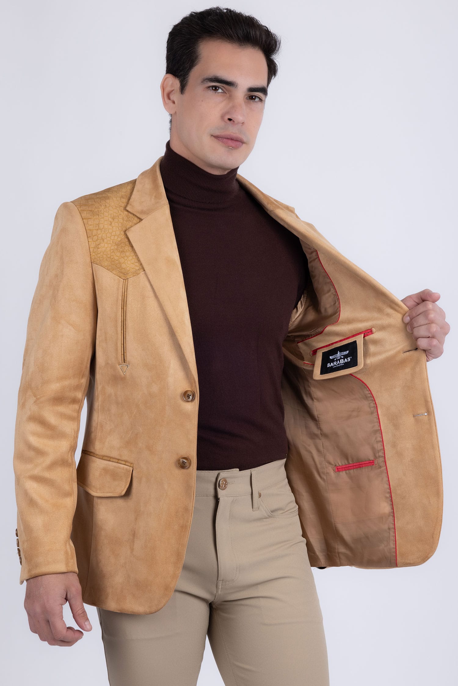 Barabas Men's Suede Western Design Notch Lapel Blazer 6BLW02 Yellow
