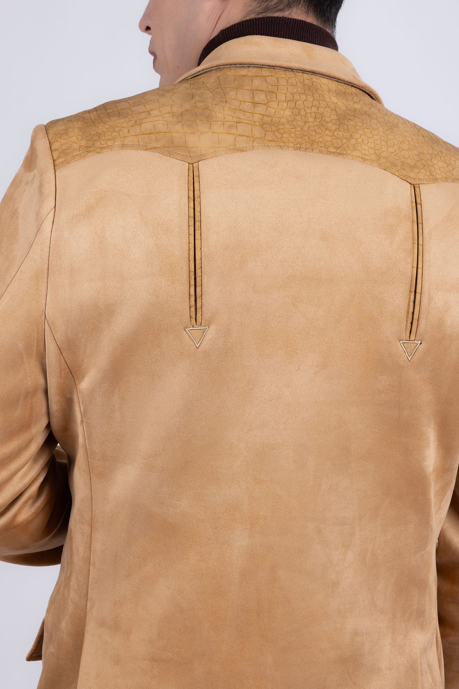 Barabas Men's Suede Western Design Notch Lapel Blazer 6BLW02 Curry