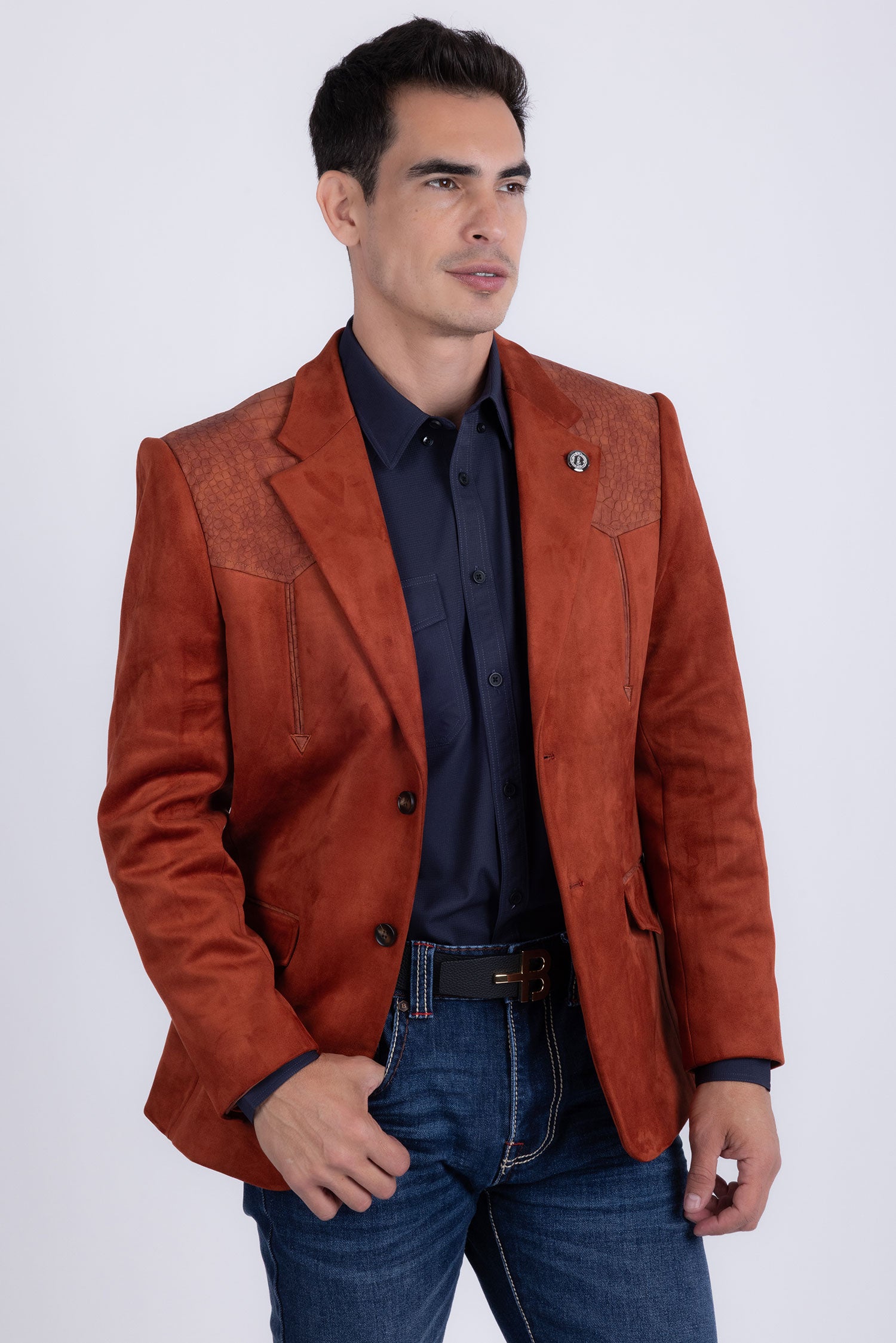 Barabas Men's Suede Western Design Notch Lapel Blazer 6BLW02 Koi