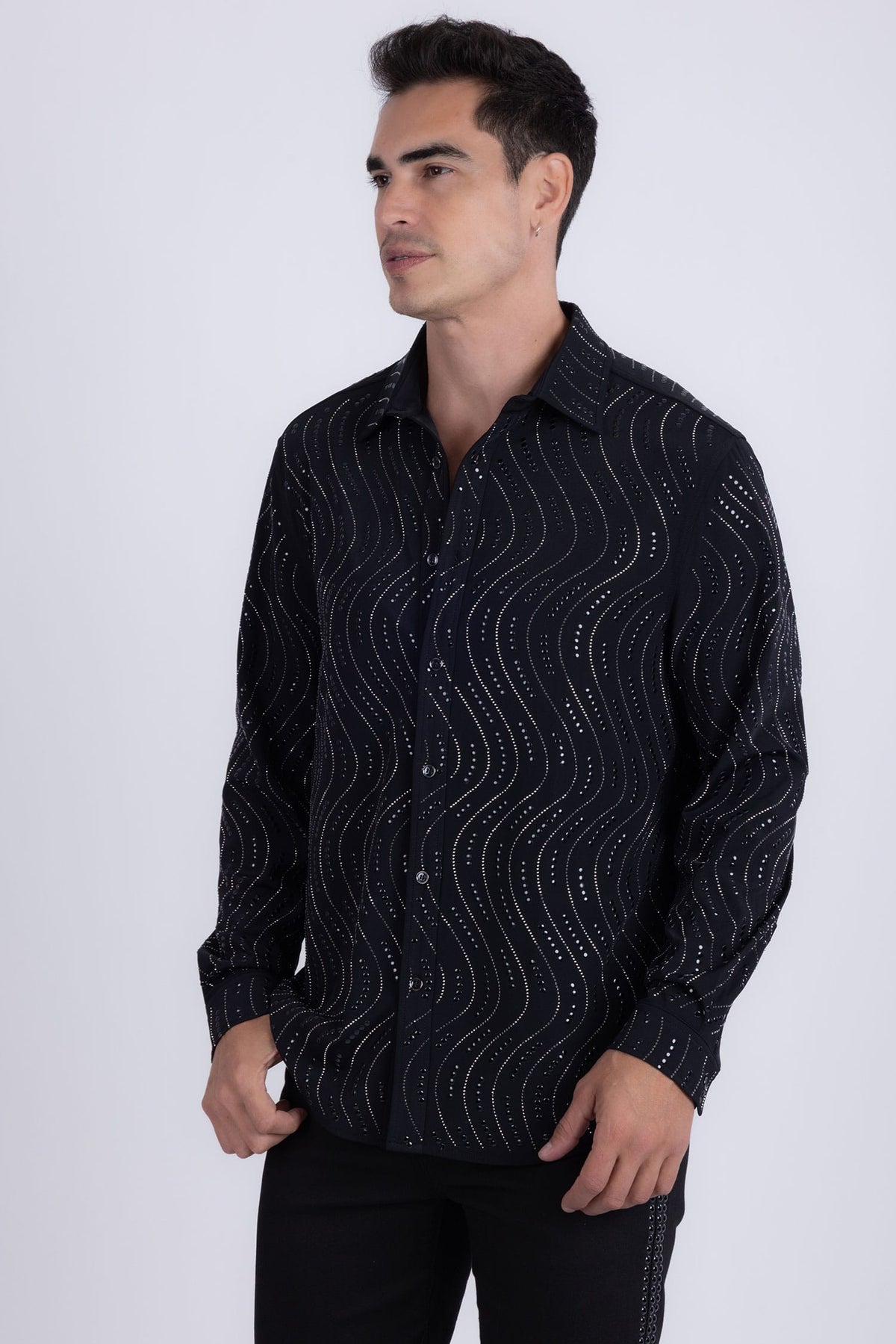 Oscillate Rhinestone Long Sleeve Shirt