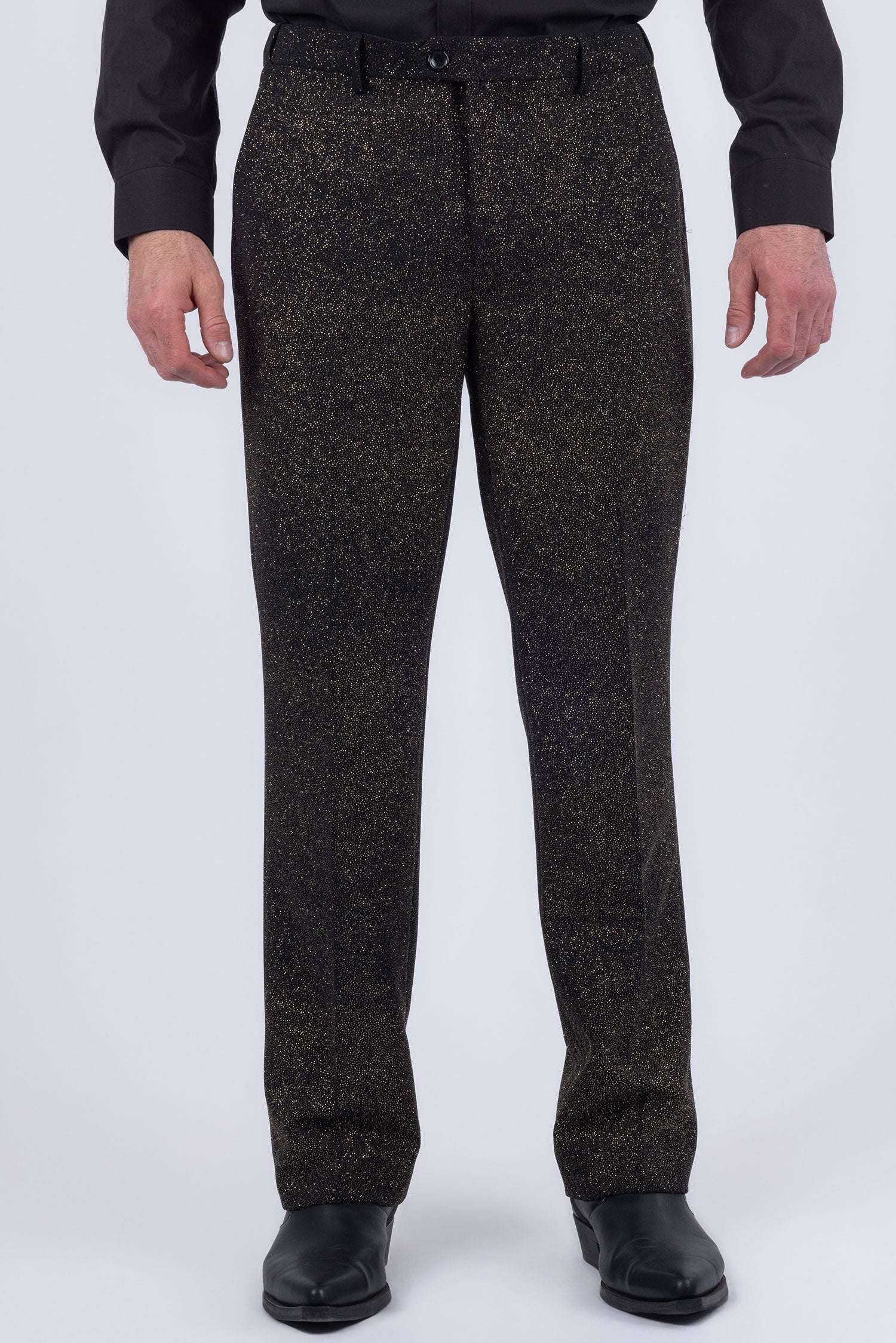 Barabas Men's Glitter Shine Casual Dress Pants 6BL07 Black Gold
