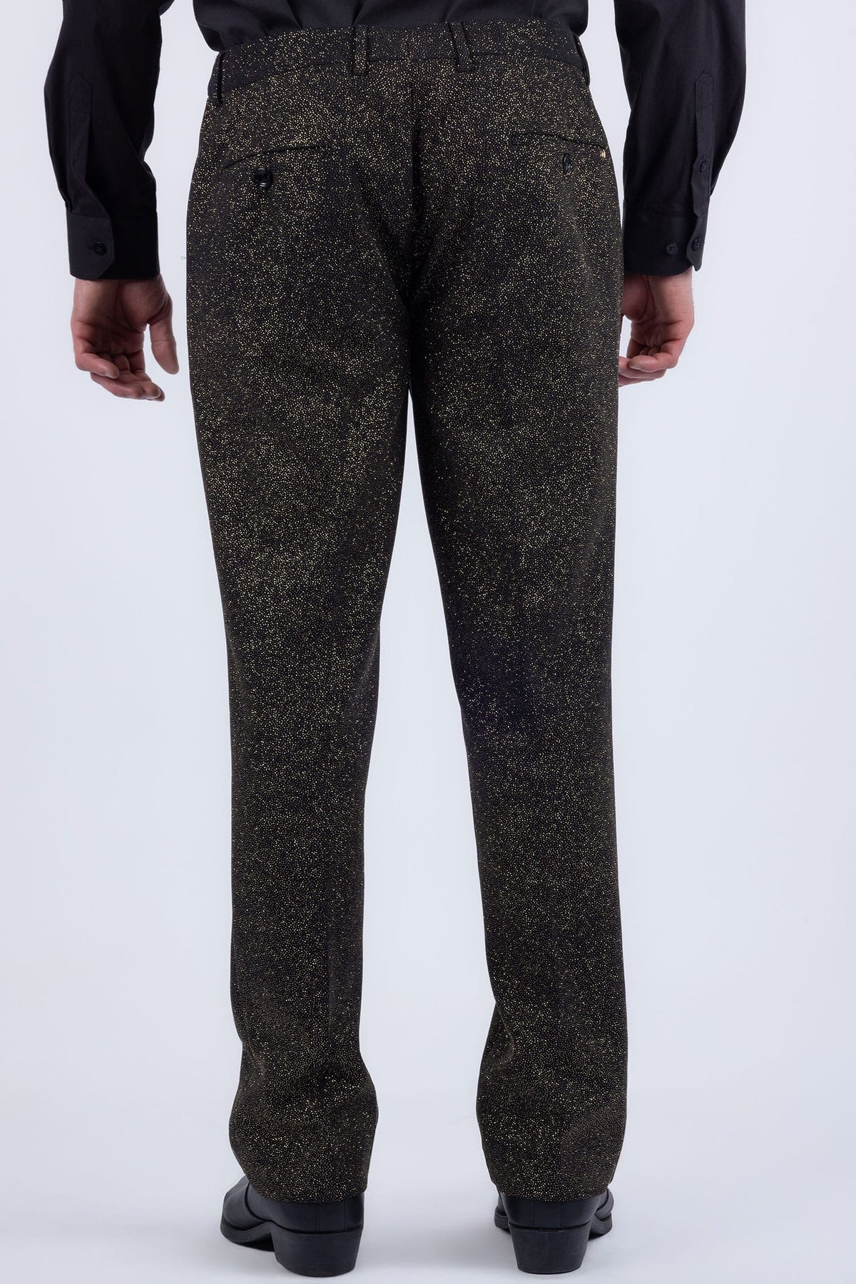 Barabas Men's Glitter Shine Casual Dress Pants 6CP07 #Color_Black Gold