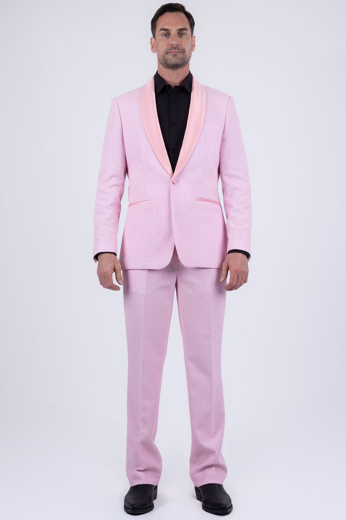 Barabas Men's Glitter Shine Casual Dress Pants 6CP07 #Color_Blushing Rose