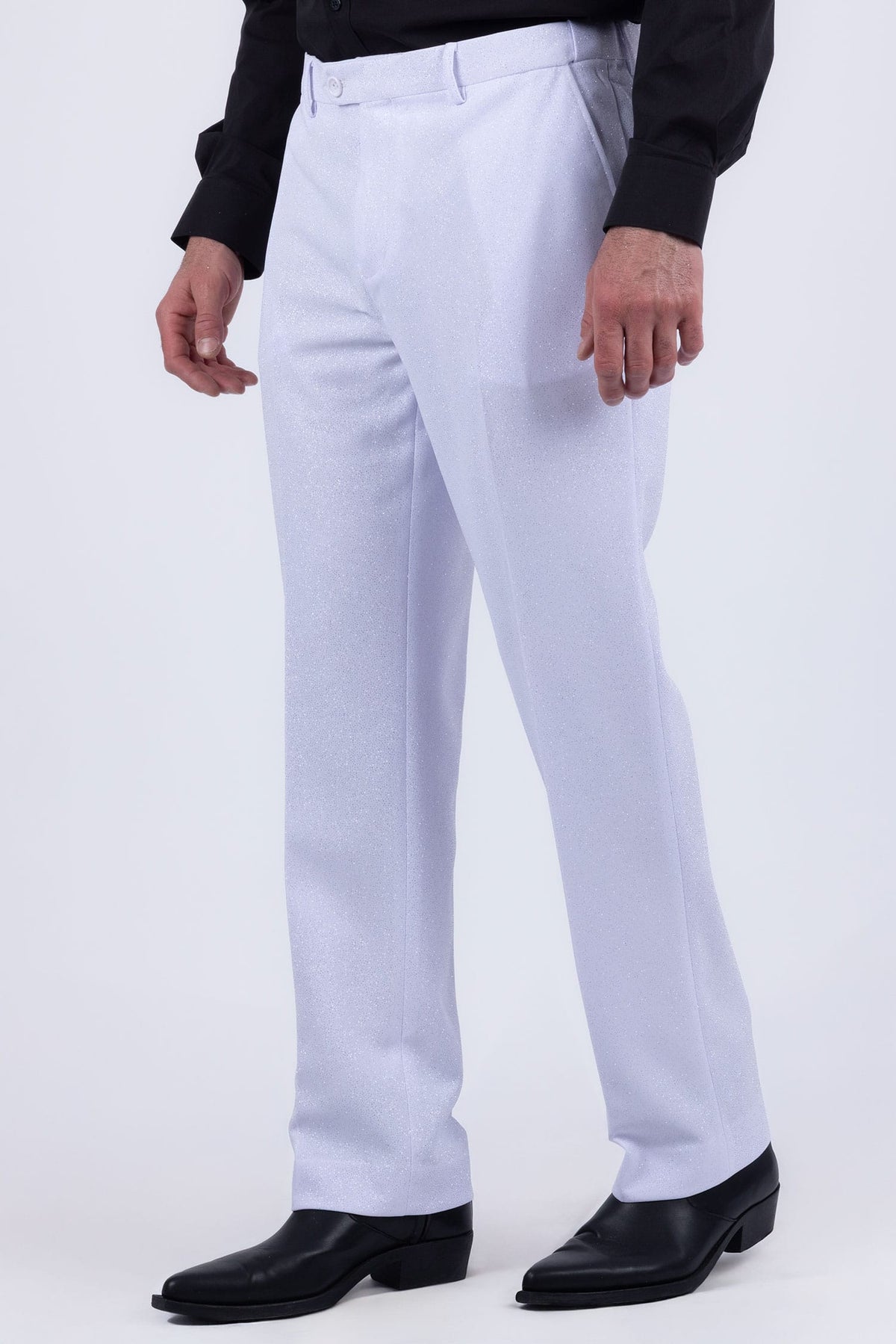 Barabas Men's Glitter Shine Casual Dress Pants 6CP07 #Color_White Silver