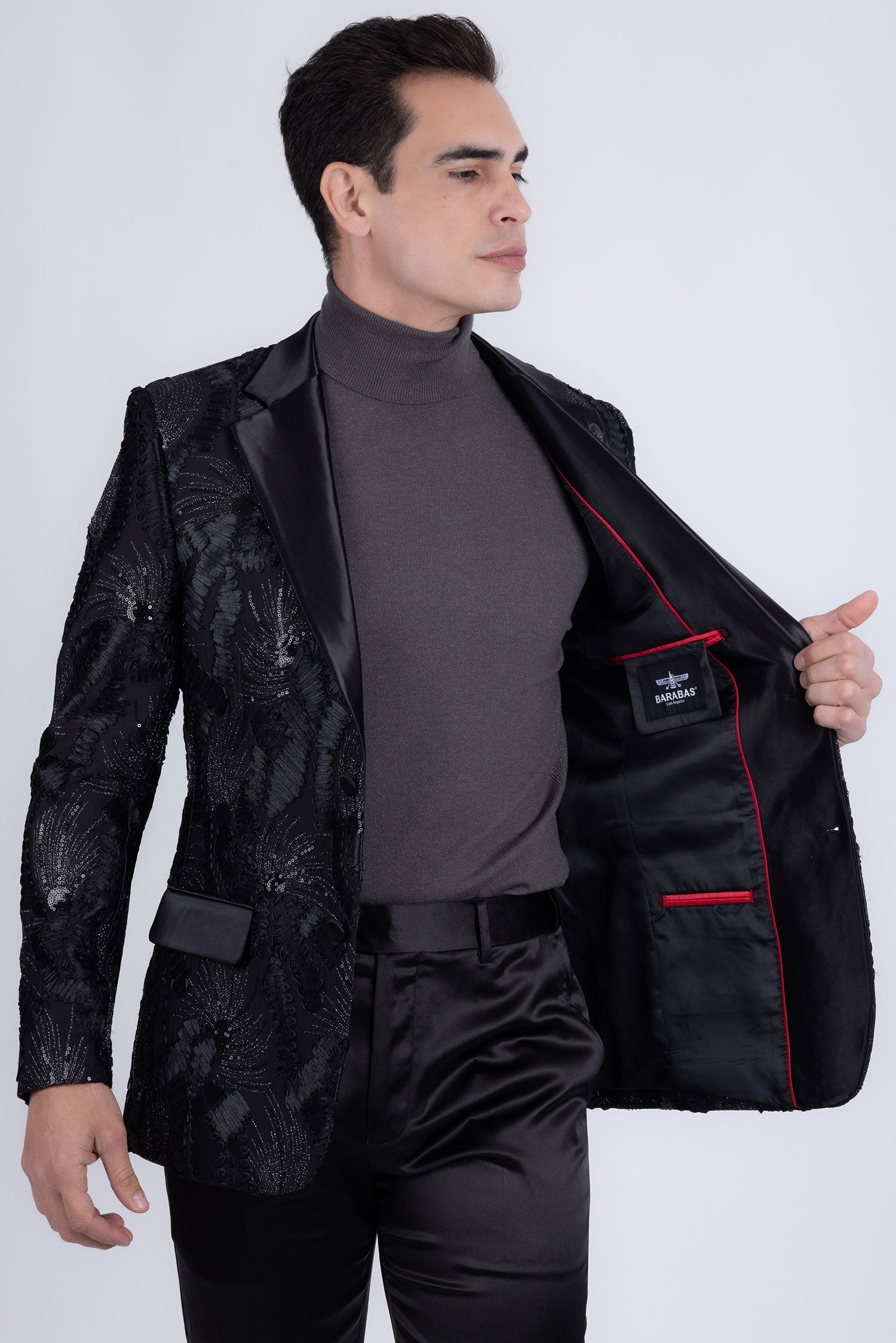 Barabas Men's Sequins Geometric Design Notch Lapel Blazer 6EBL04 Silver