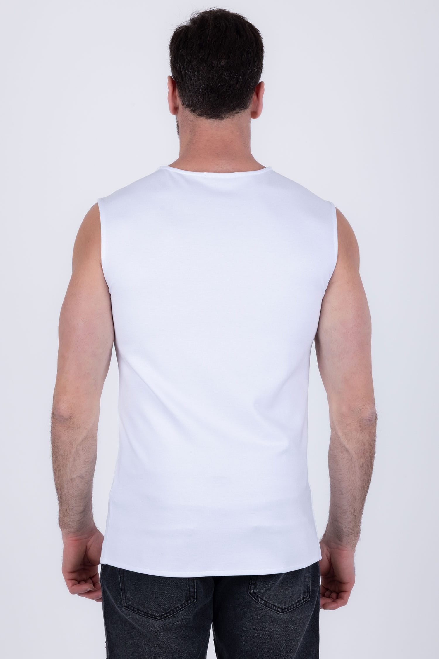 Barabas Men's Rhinestone Sun Rays Stretch Sleeveless Shirt 6ESL03 White