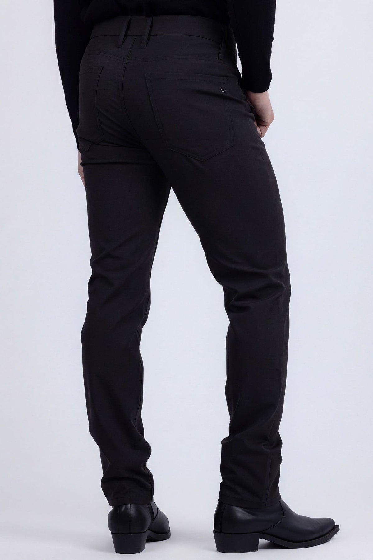 Barabas Men's Solid Color Stretch Long Belt Hoop Casual Pants 6ESN01 Black