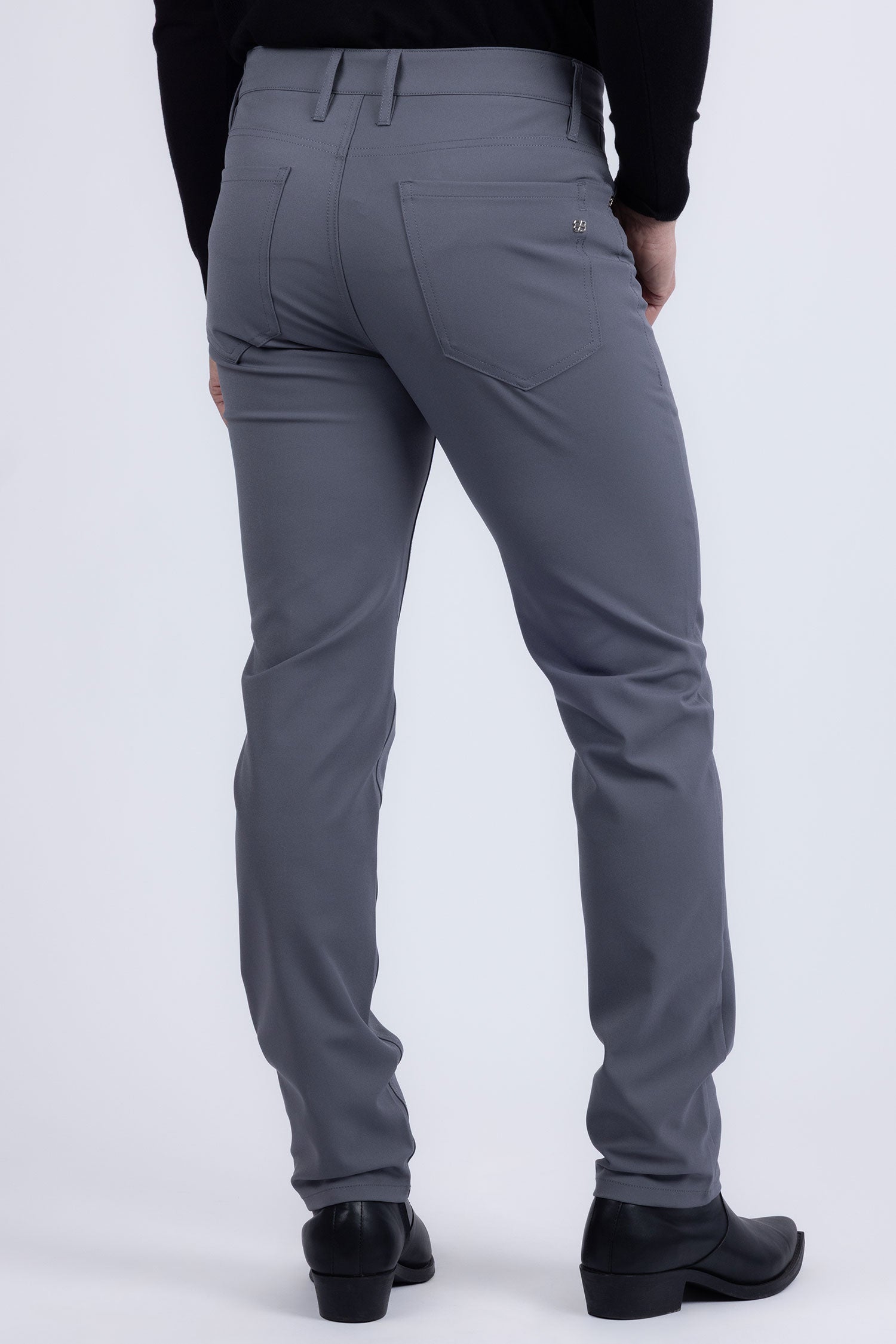 Barabas Men's Solid Color Stretch Long Belt Hoop Casual Pants 6ESN01 Navy