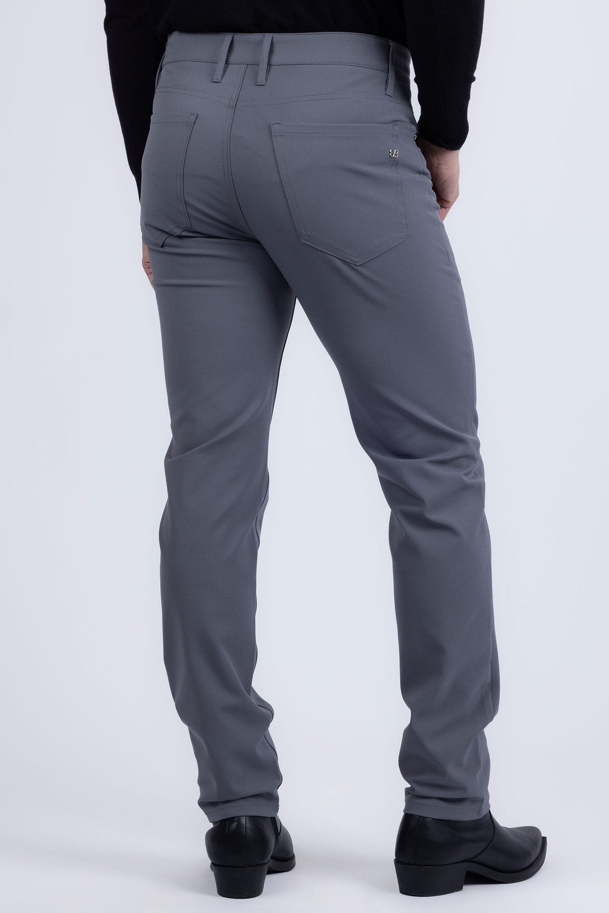 Barabas Men's Solid Color Stretch Long Belt Hoop Casual Pants 6ESN01 Navy