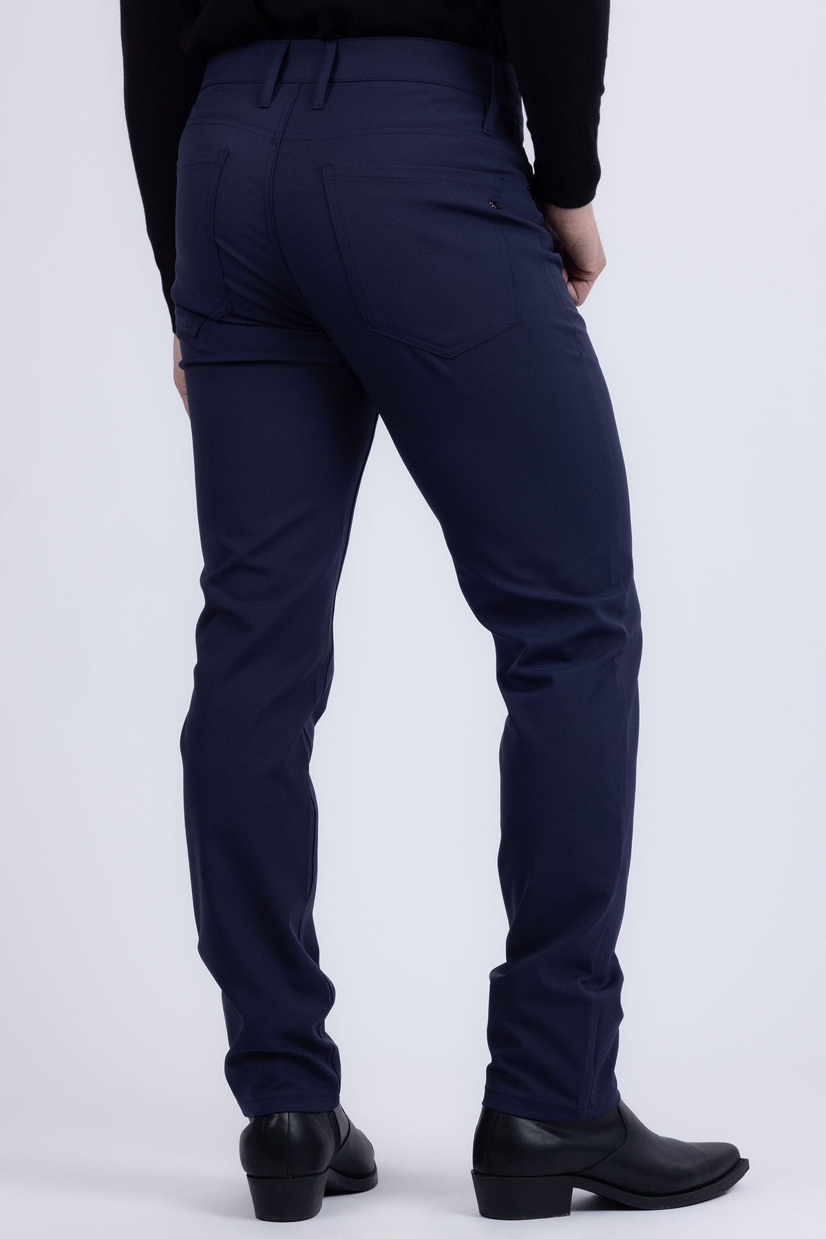 Barabas Men's Solid Color Stretch Long Belt Hoop Casual Pants 6ESN01 Blue