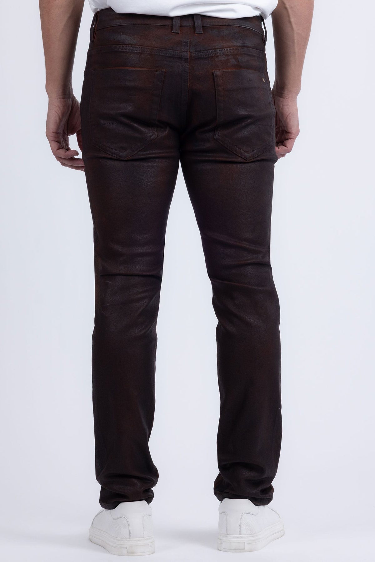 Barabas Men's Stretch Coated Casual Denim Slim Fit Jeans 6ESN02ST Cognac