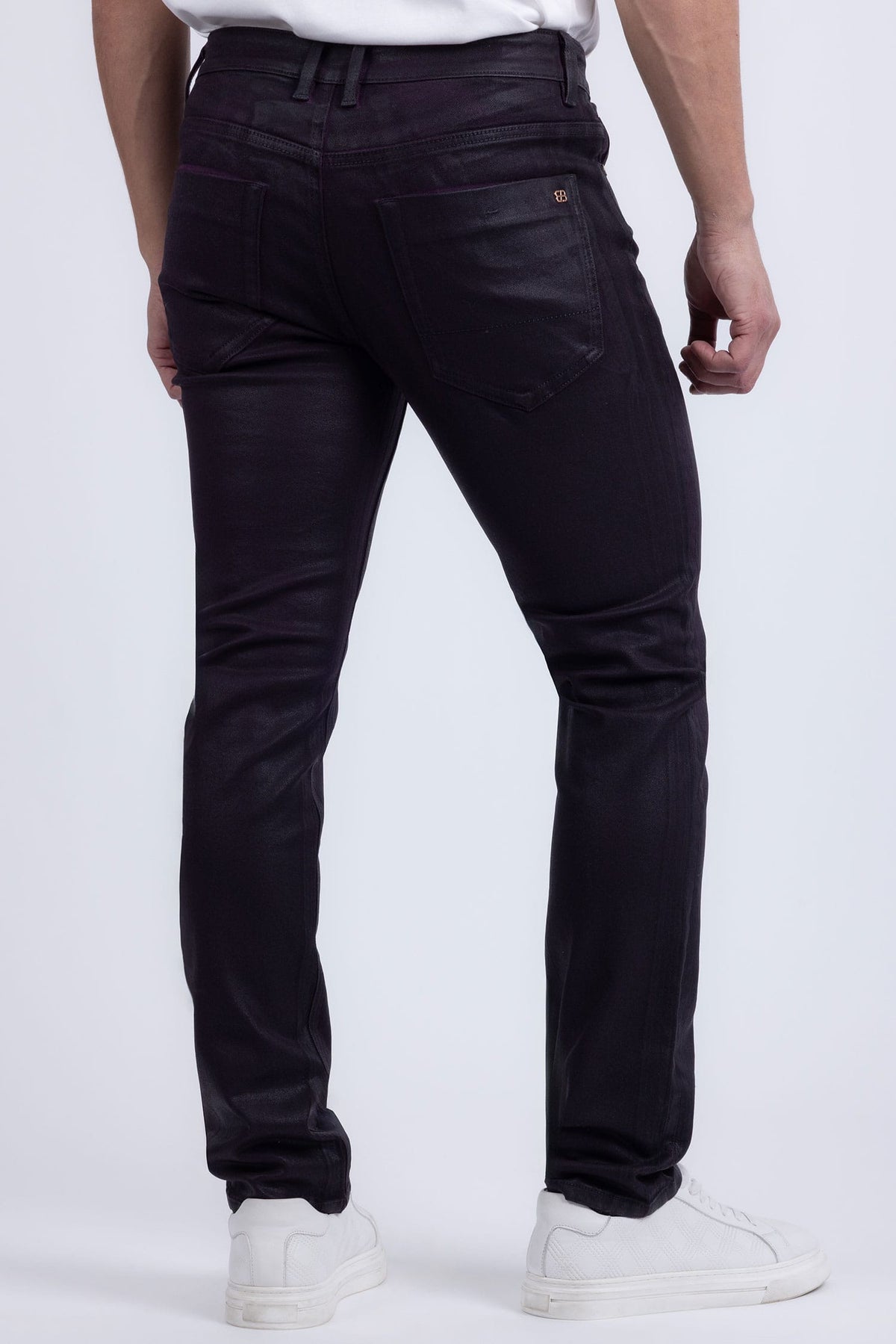 Barabas Men's Stretch Coated Casual Denim Slim Fit Jeans 6ESN02ST Purple