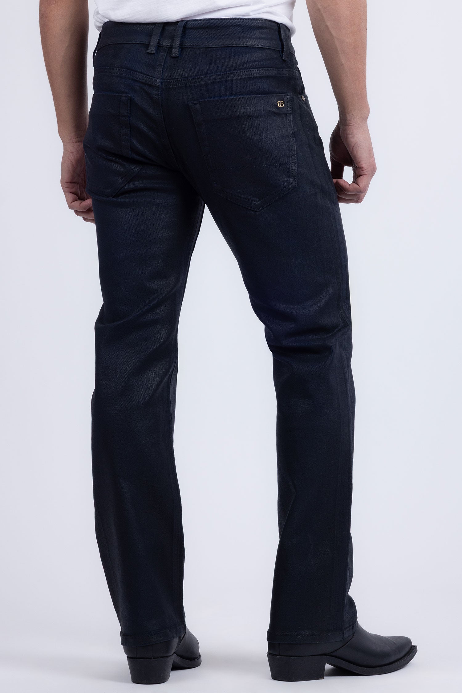 Barabas Men's Stretch Coated Casual Denim Straight Fit Jeans 6ESN02ST Navy