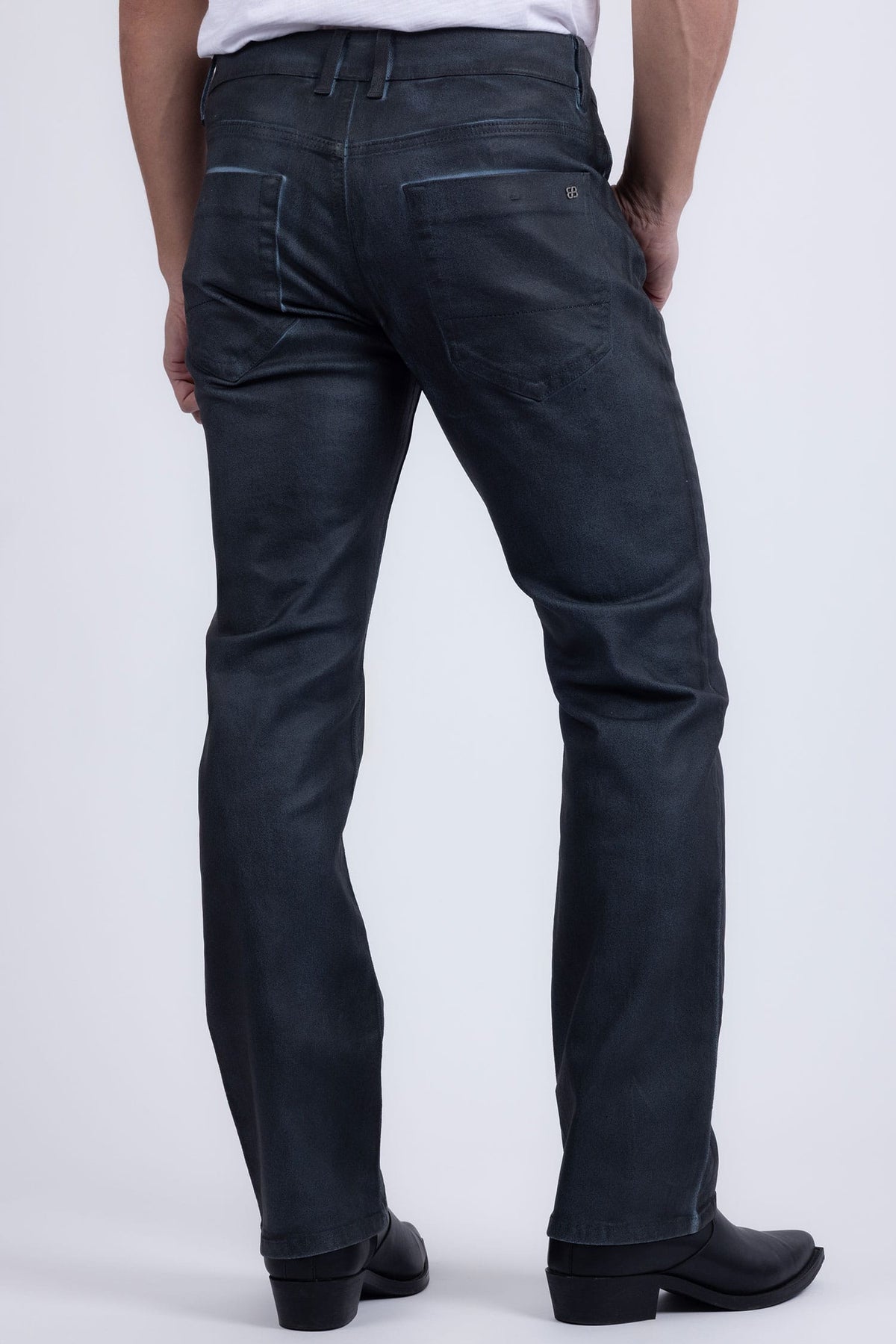 Barabas Men's Stretch Coated Casual Denim Straight Fit Jeans 6ESN02ST Blue