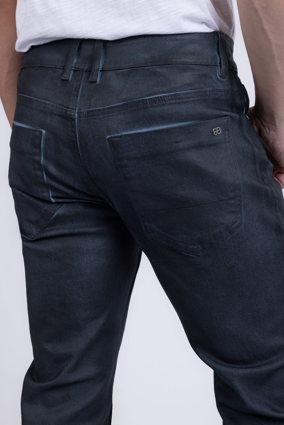 Barabas Men's Stretch Coated Casual Denim Straight Fit Jeans 6ESN02ST Denim