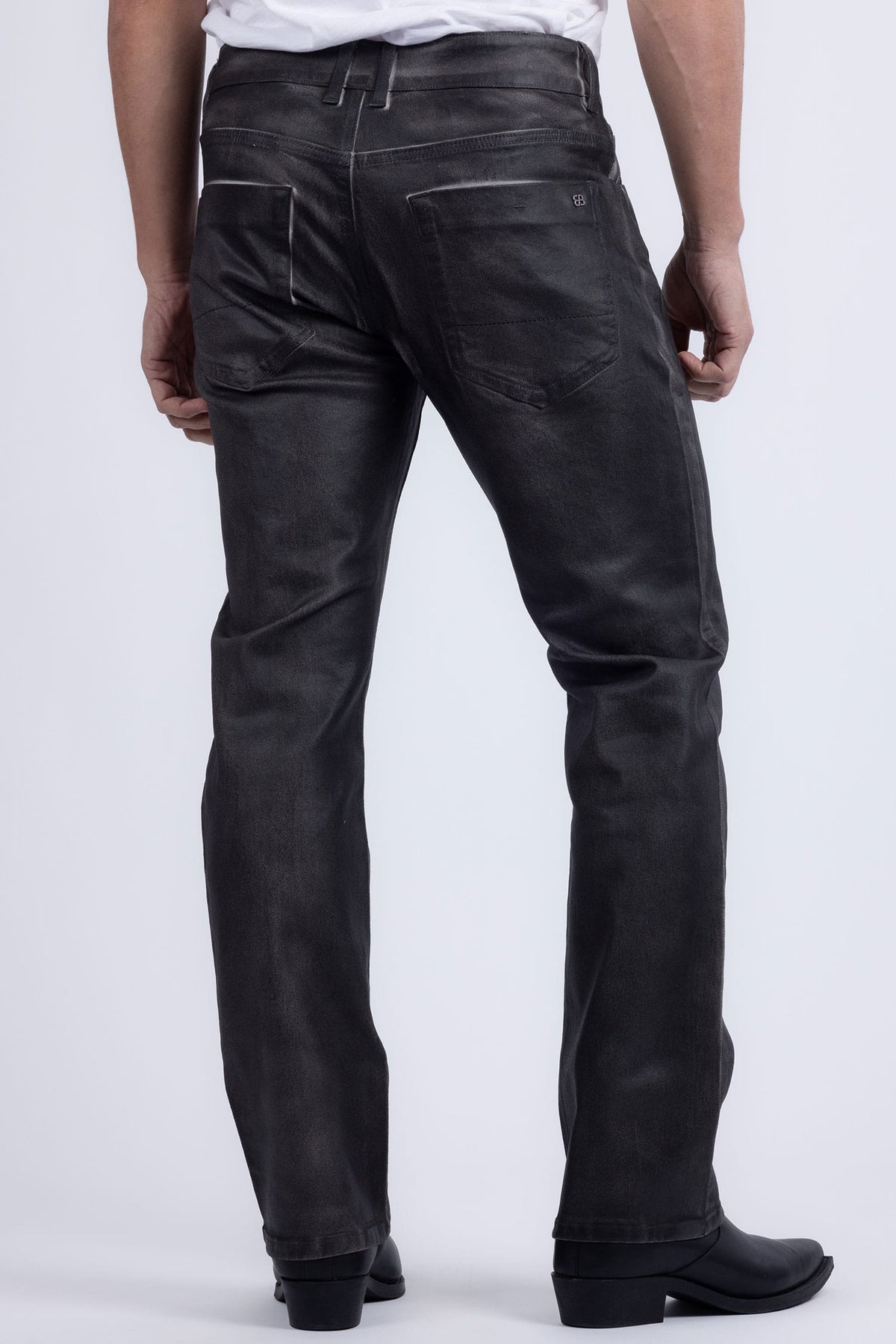 Barabas Men's Stretch Coated Casual Denim Straight Fit Jeans 6ESN02ST Charcoal
