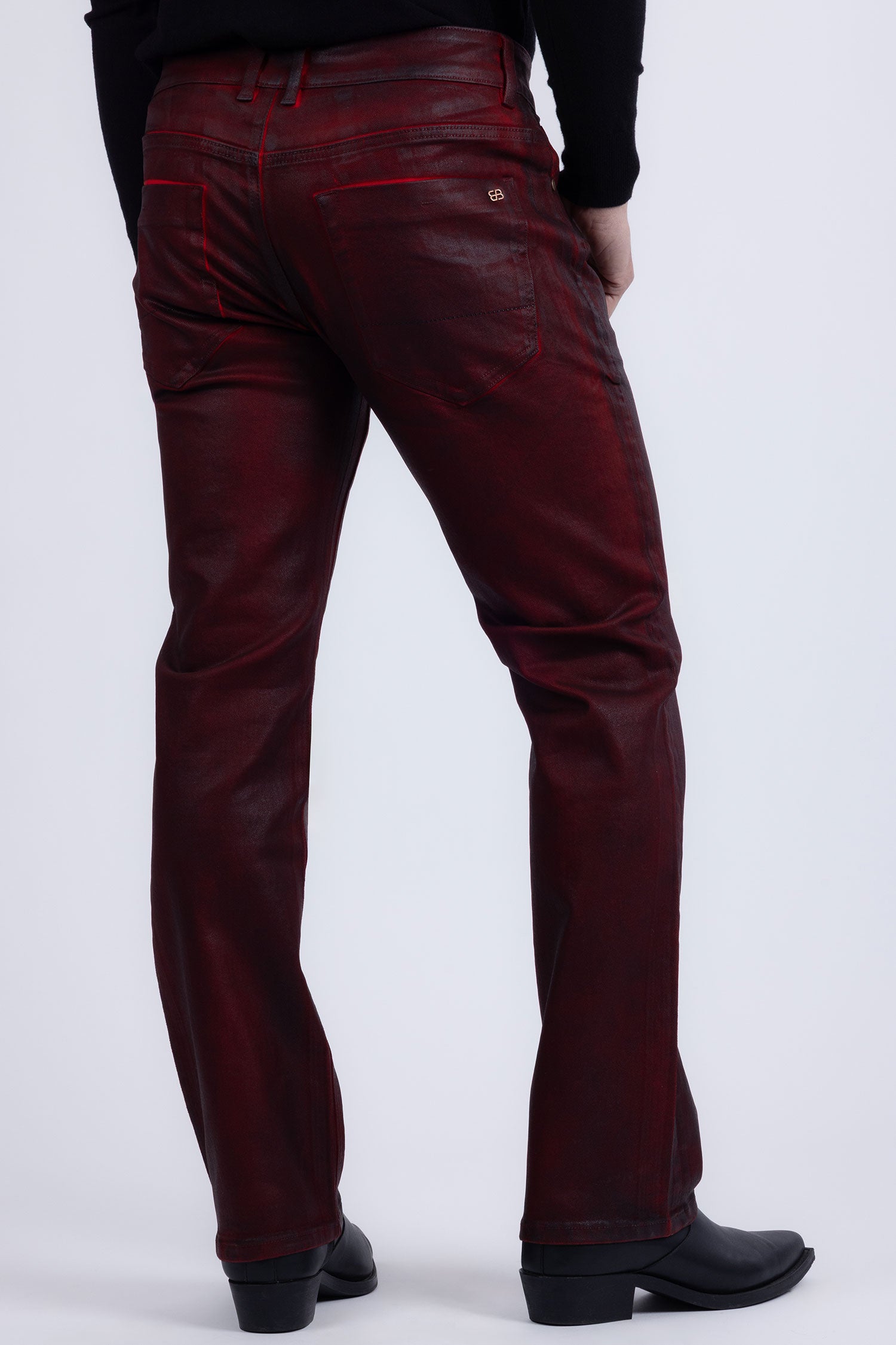 Barabas Men's Stretch Coated Casual Denim Straight Fit Jeans 6ESN02ST Red