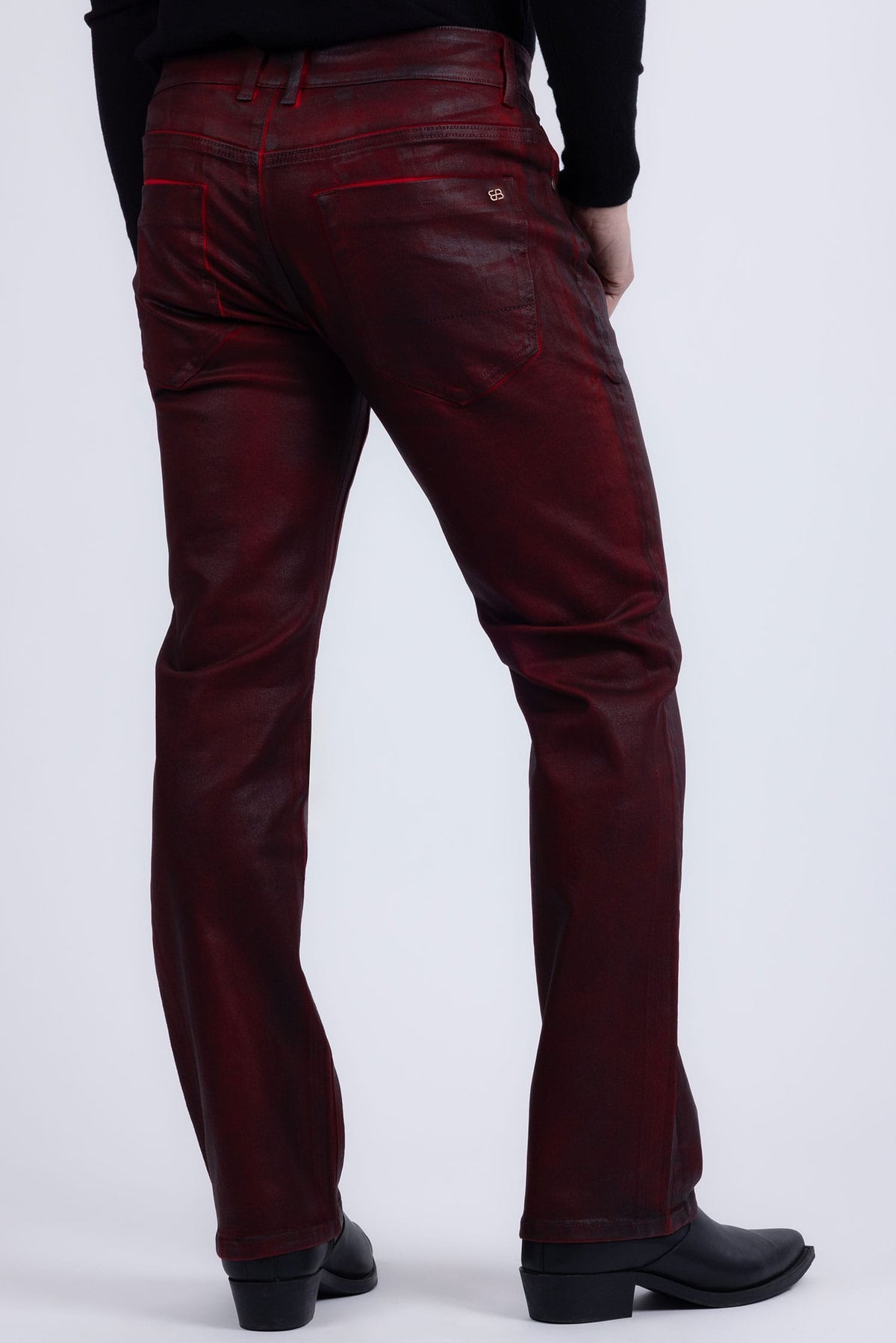 Barabas Men's Stretch Coated Casual Denim Straight Fit Jeans 6ESN02ST Red