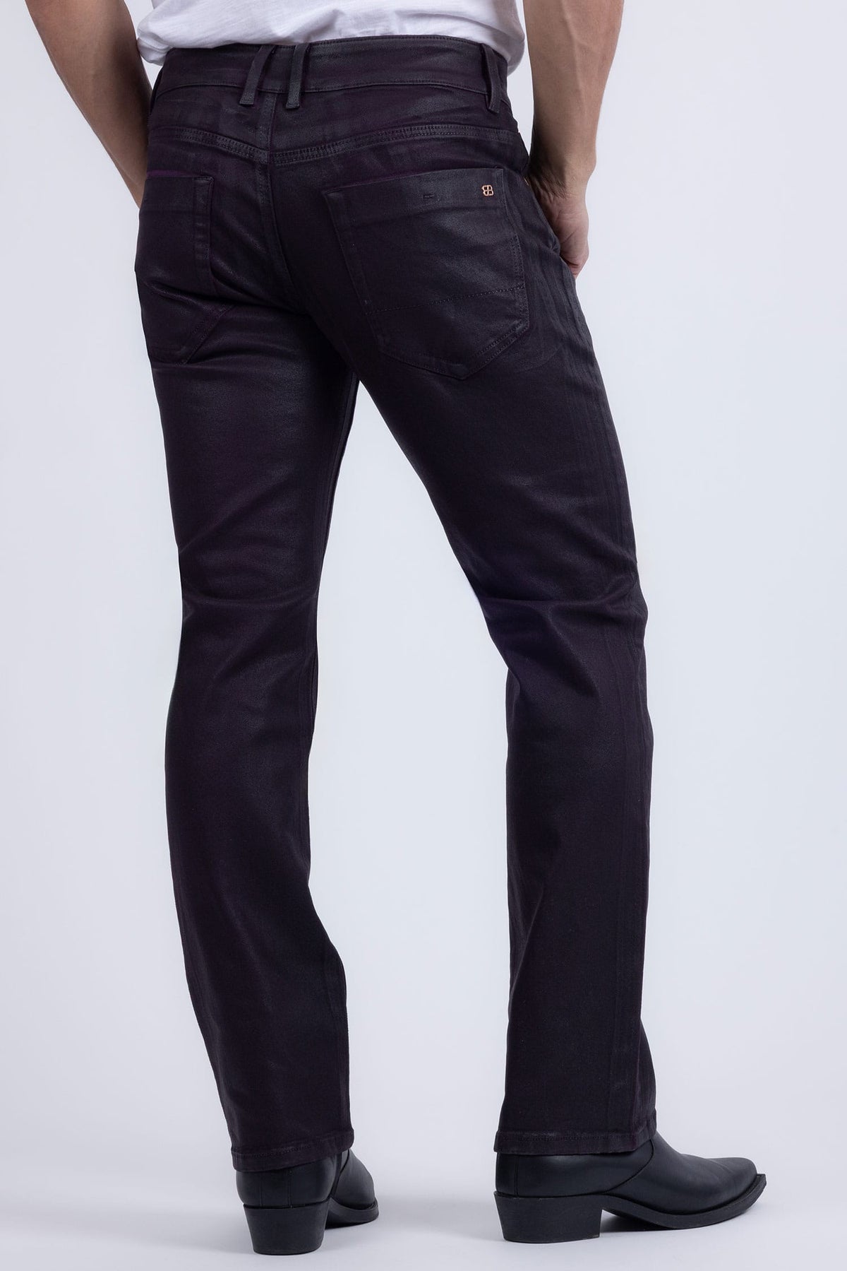Barabas Men's Stretch Coated Casual Denim Straight Fit Jeans 6ESN02ST Purple