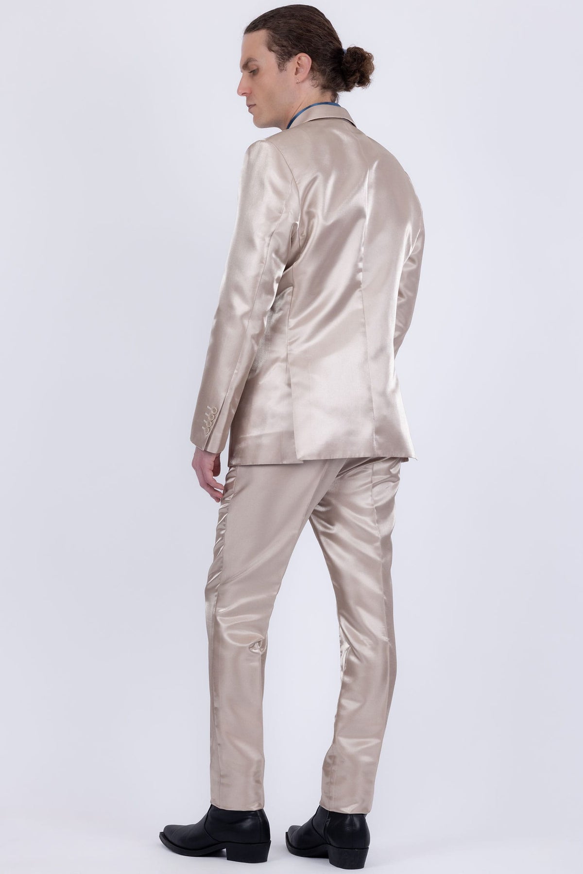 Barabas Men's Shiny Satin Look Notch Shawl Lapel Suit 6ESU15 Tan