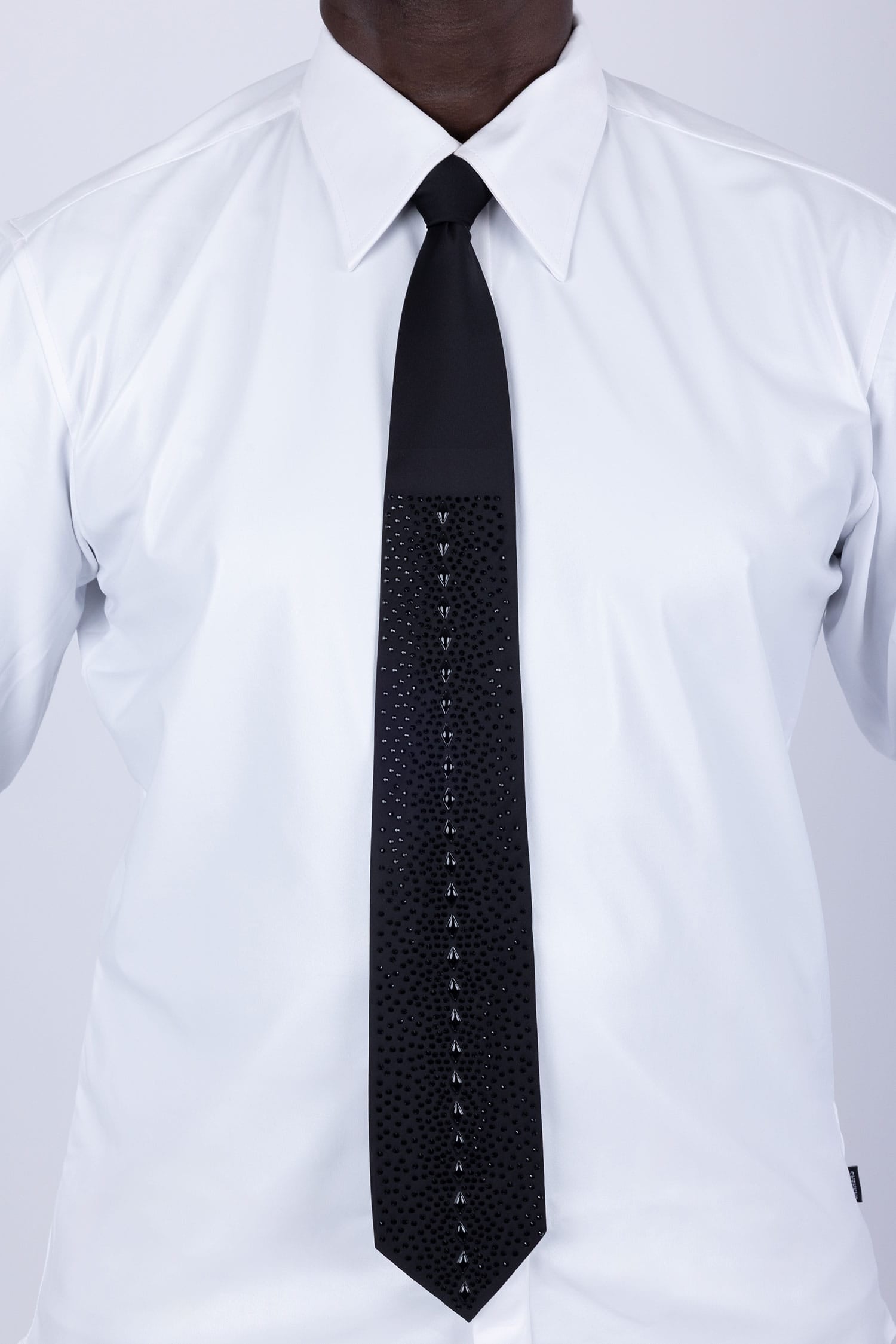 Barabas Men's Rhinestone Shiny Satin Luxury Formal Necktie 6NT01 Black Black