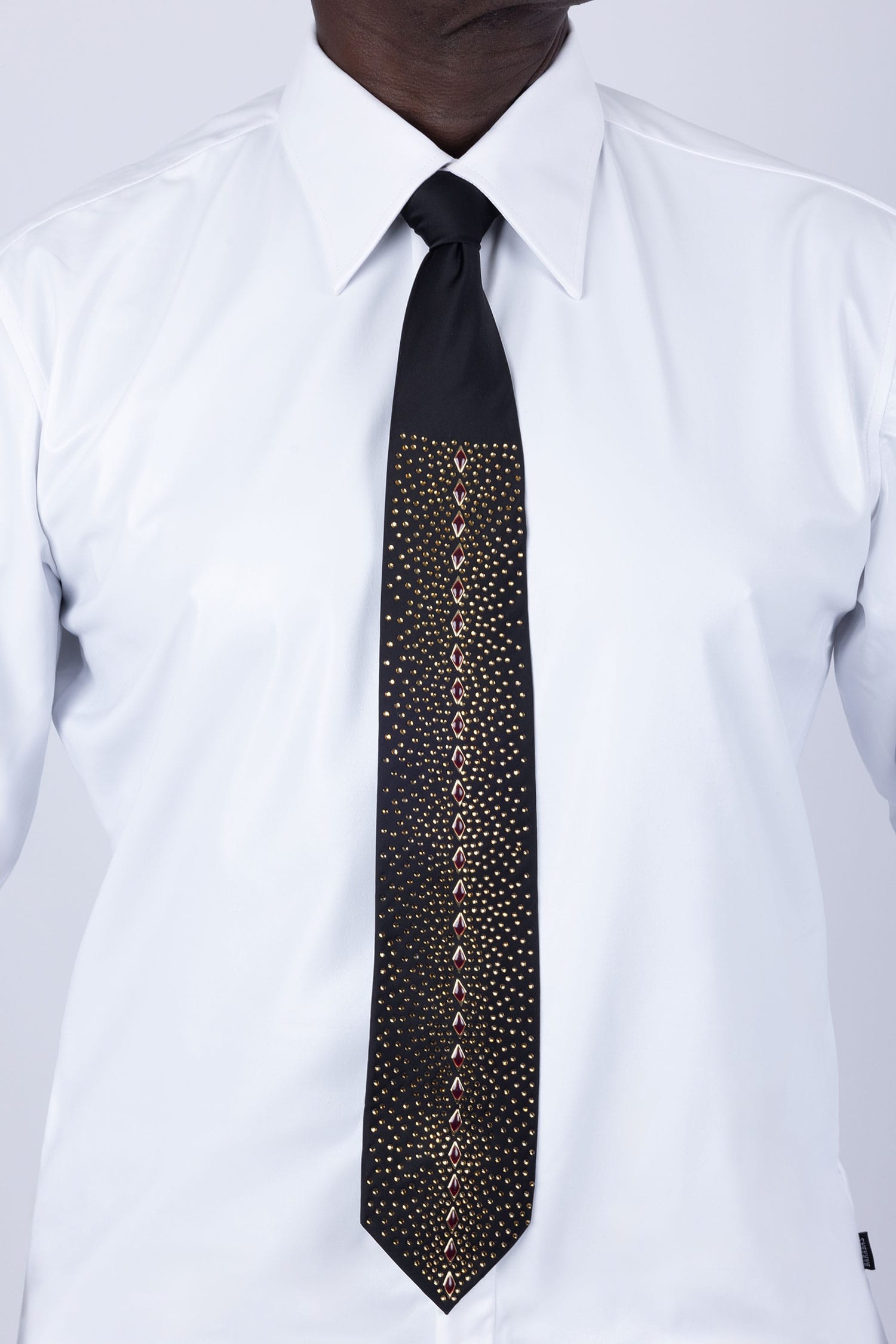 Barabas Men's Rhinestone Shiny Satin Luxury Formal Necktie 6NT01 Black Gold