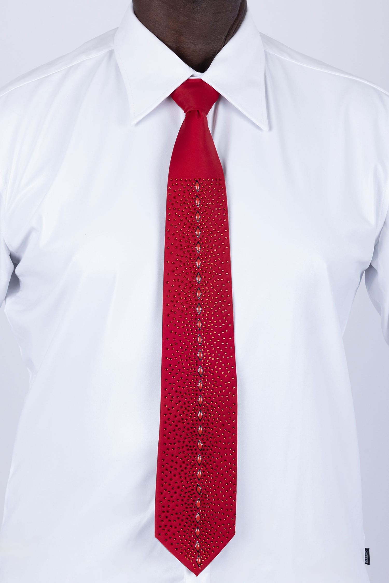 Barabas Men's Rhinestone Shiny Satin Luxury Formal Necktie 6NT01 Red
