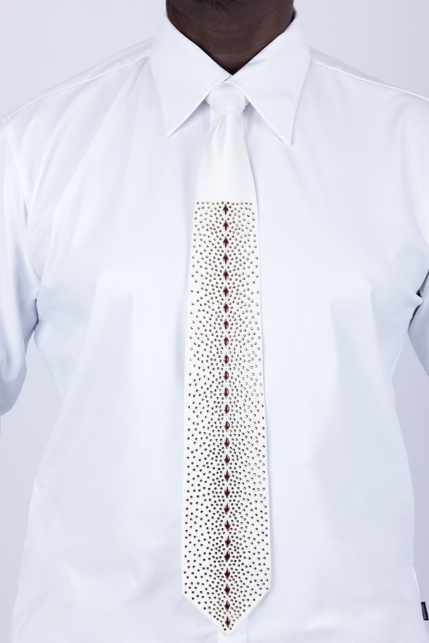 Barabas Men's Rhinestone Shiny Satin Luxury Formal Necktie 6NT01 White Gold