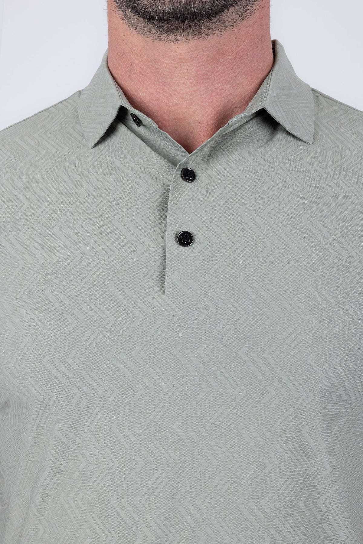 Barabas Men's Solid Color Geometric Stretch Polo Shirts 6P02 Sage