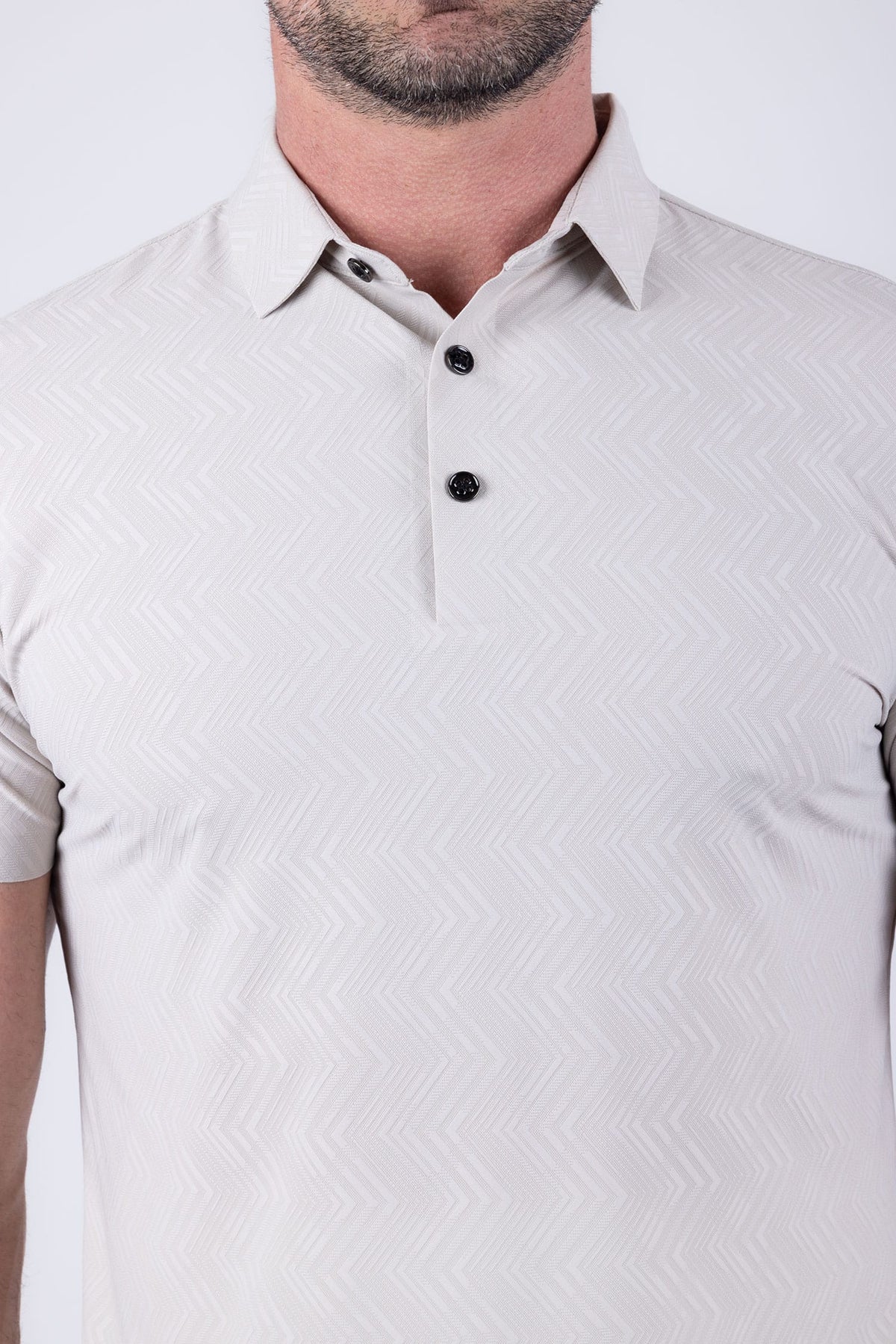 Barabas Men's Solid Color Geometric Stretch Polo Shirts 6P02 Grey