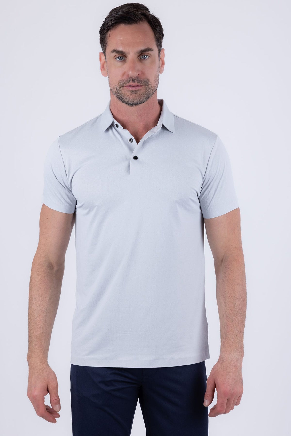 Barabas Men's Solid Color Geometric Stretch Polo Shirts 6P03 Wind Surfer