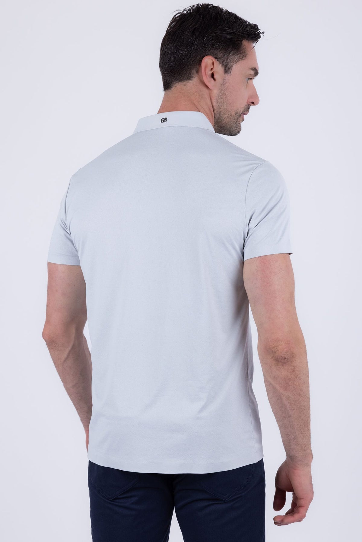 Barabas Men's Solid Color Geometric Stretch Polo Shirts 6P03 Wind Surfer