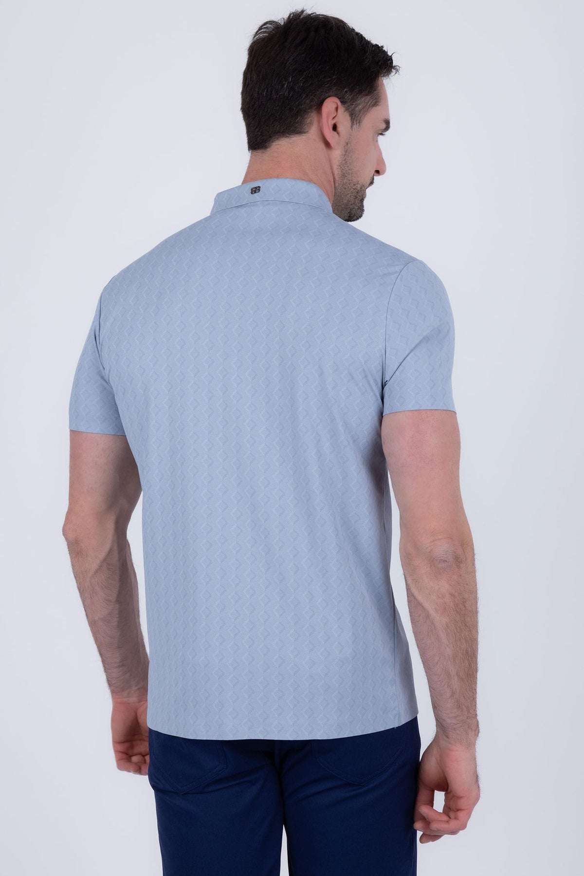 Barabas Men's Solid Color Geometric Stretch Polo Shirts 6P04 #Color_Windsurfer