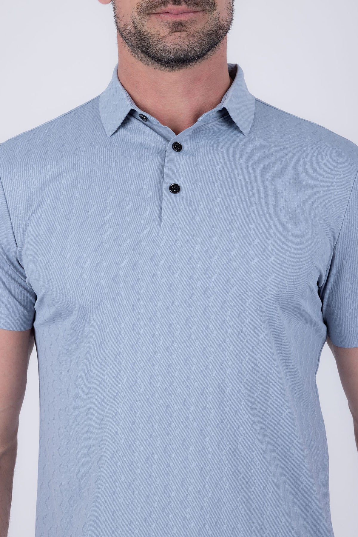 Barabas Men's Solid Color Geometric Stretch Polo Shirts 6P04 #Color_Windsurfer