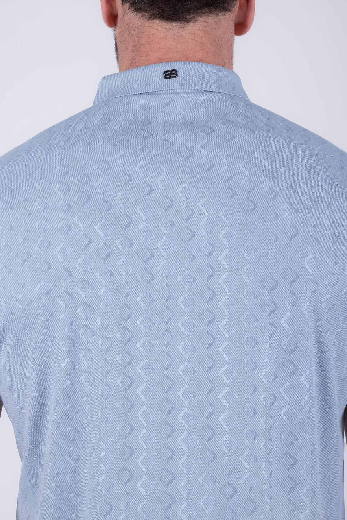 Barabas Men's Solid Color Geometric Stretch Polo Shirts 6P04 #Color_Windsurfer