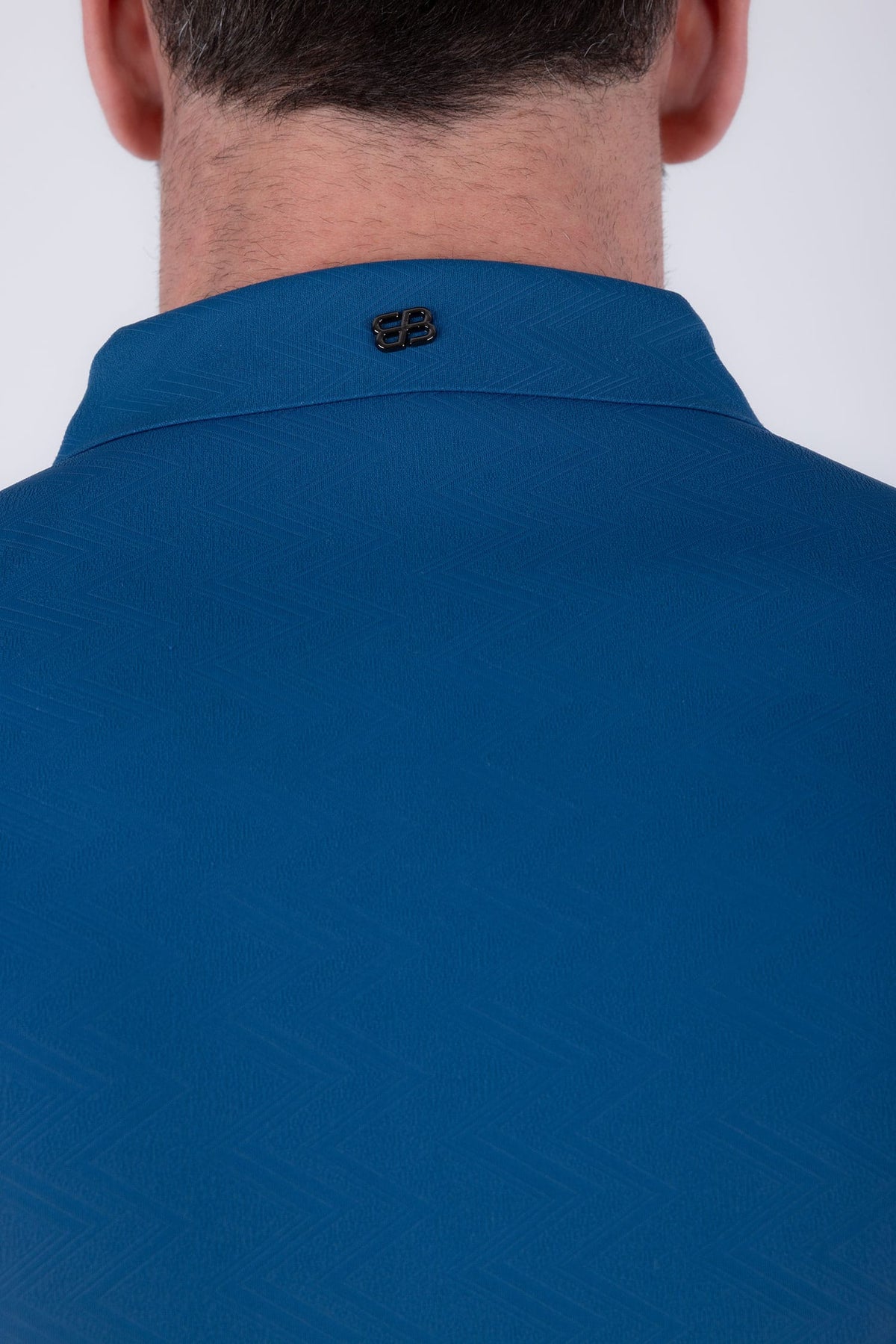 Barabas Men's Solid Color Geometric Stretch Polo Shirts 6P05 Blue