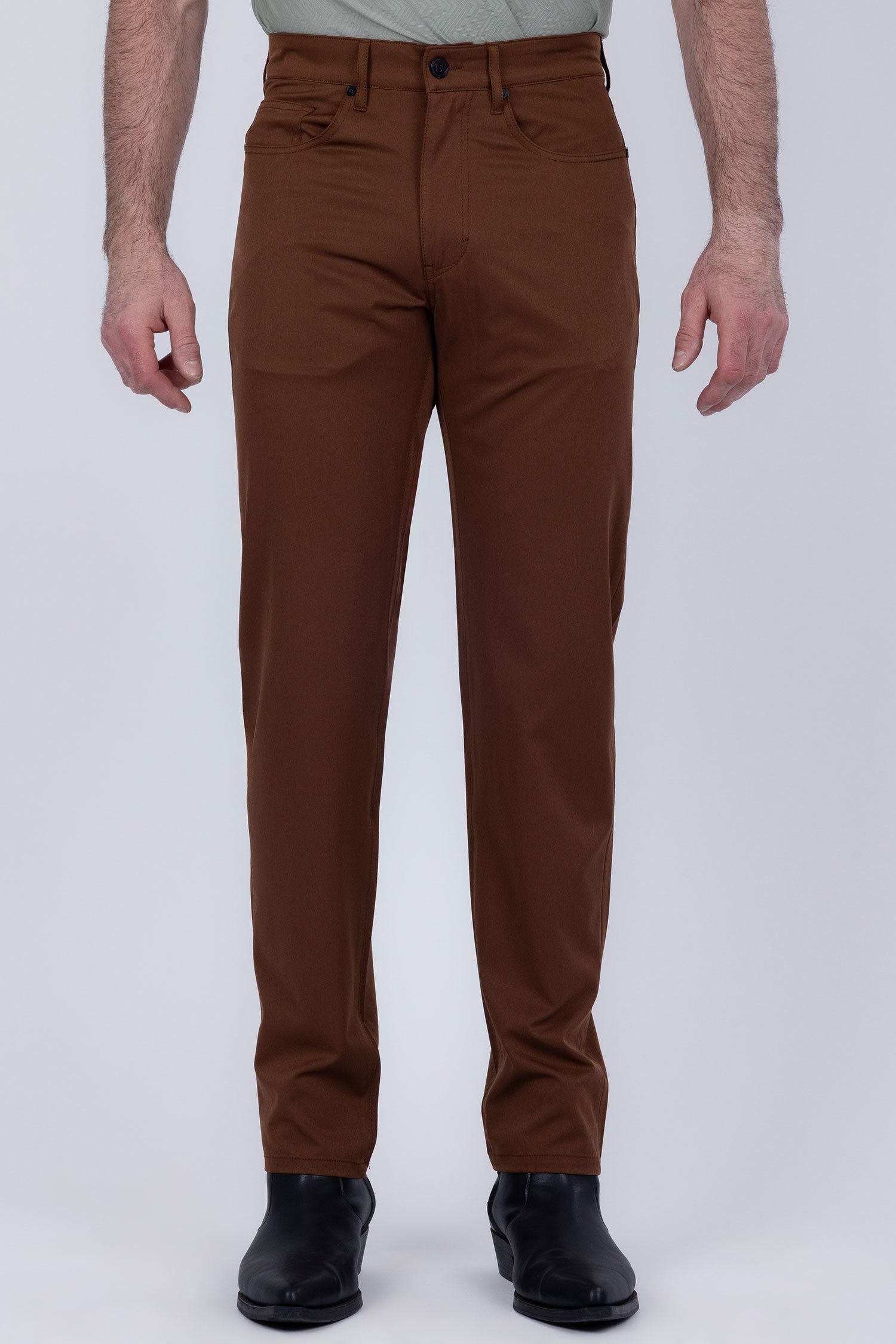 Barabas Men's Solid Color Casual Straight Leg Dress Pants 6SN03 Brown