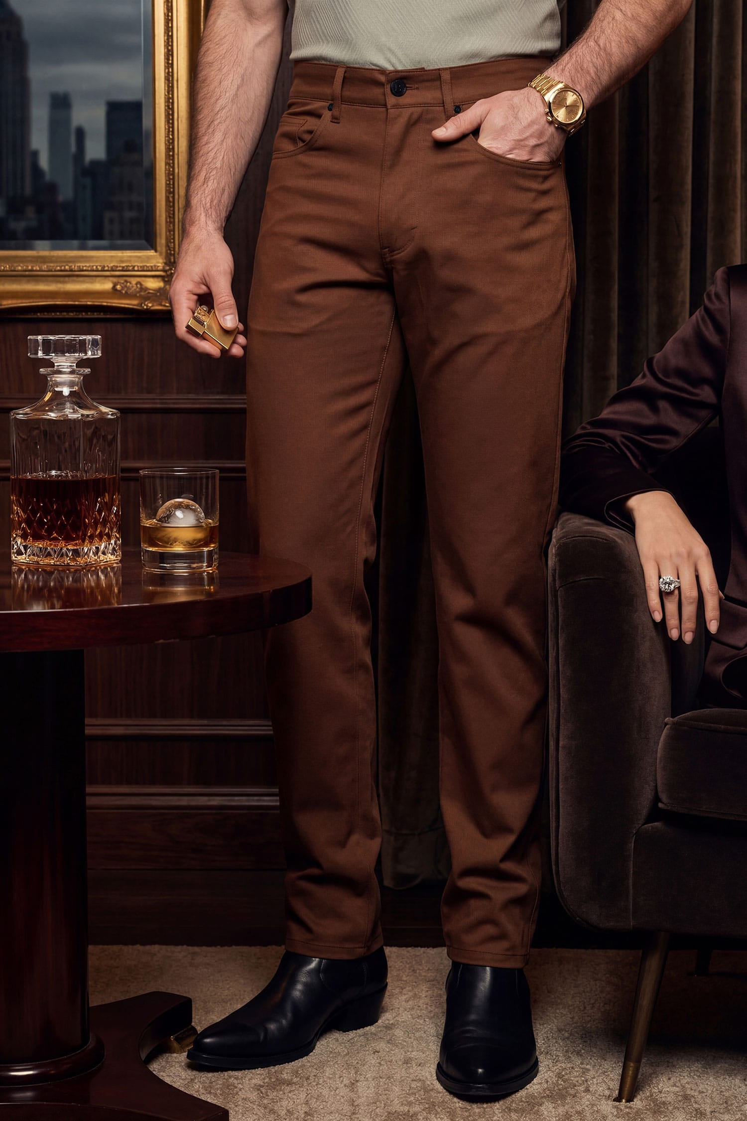 Barabas Men's Solid Color Casual Straight Leg Dress Pants 6SN03 Chocolate